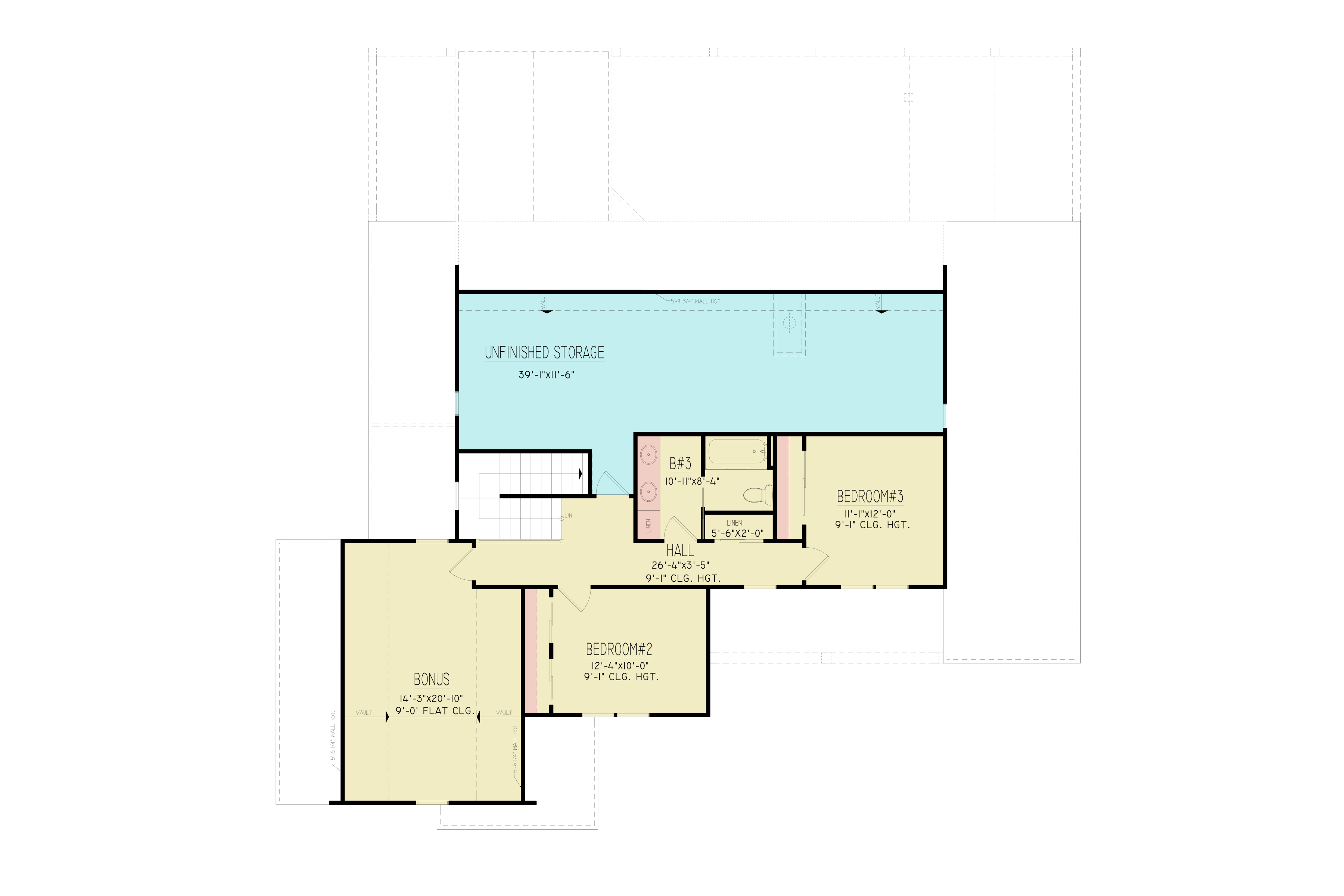 Upper Level of Modern Farmhouse Plan #198-1235