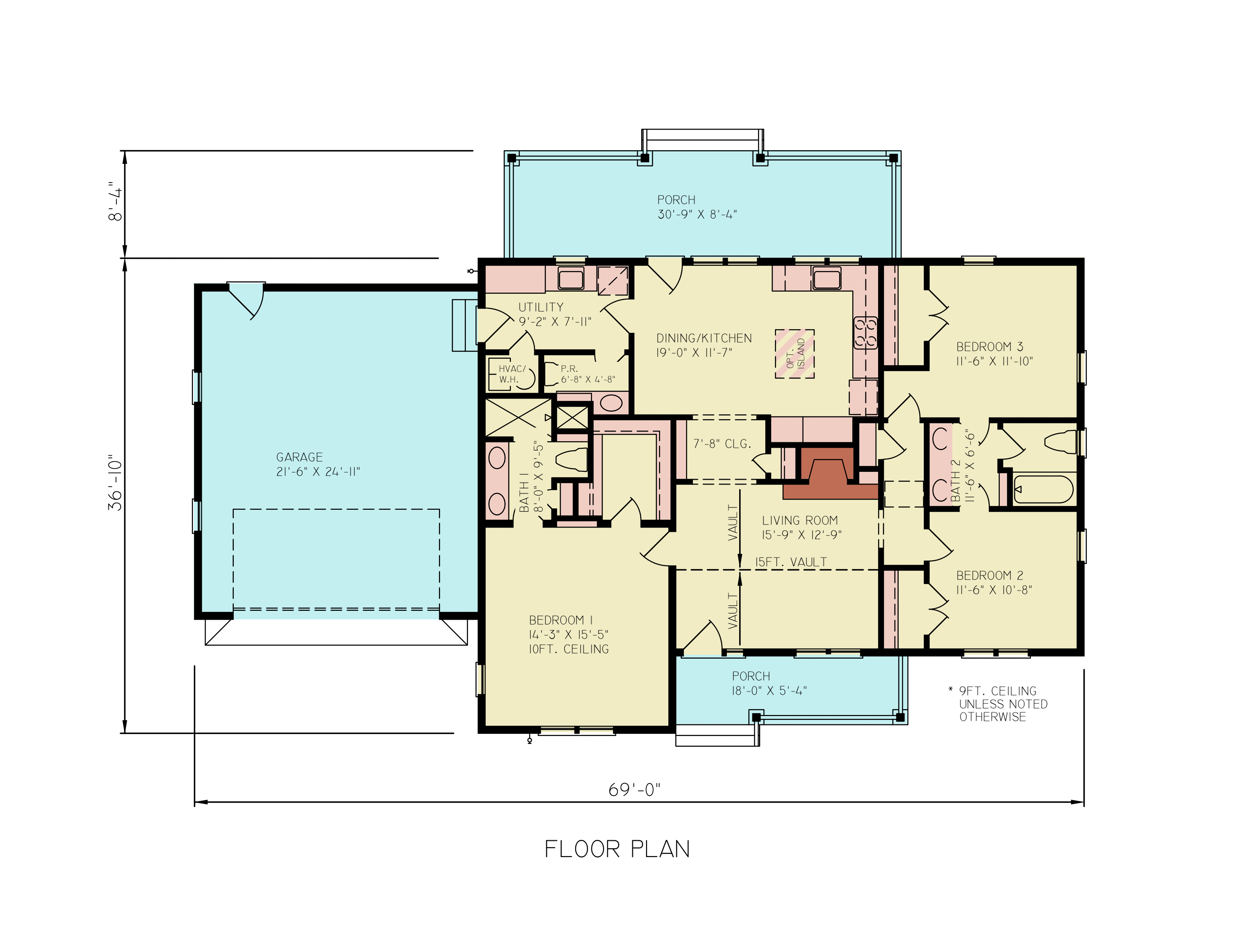 Main Level of Modern Farmhouse Plan #198-1236