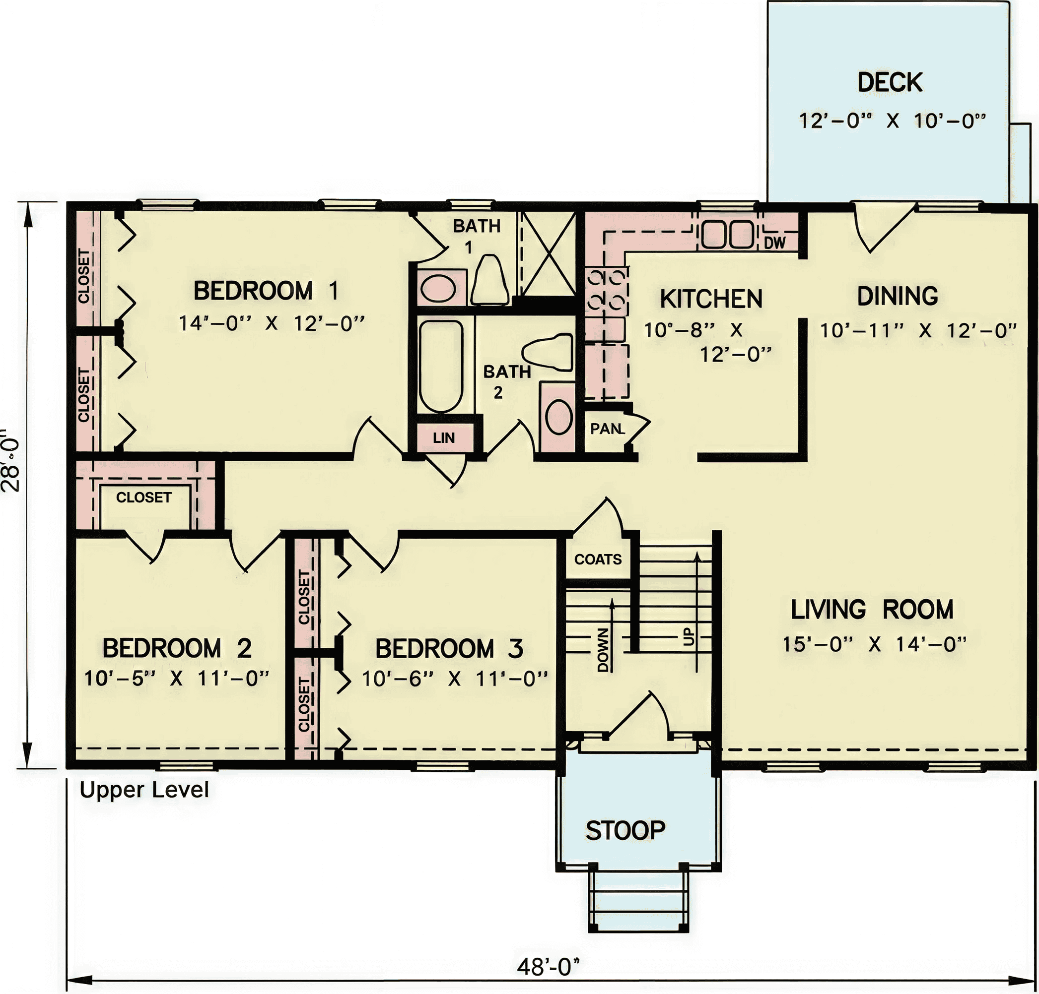 Main Level of Split-Level Plan #198-1237