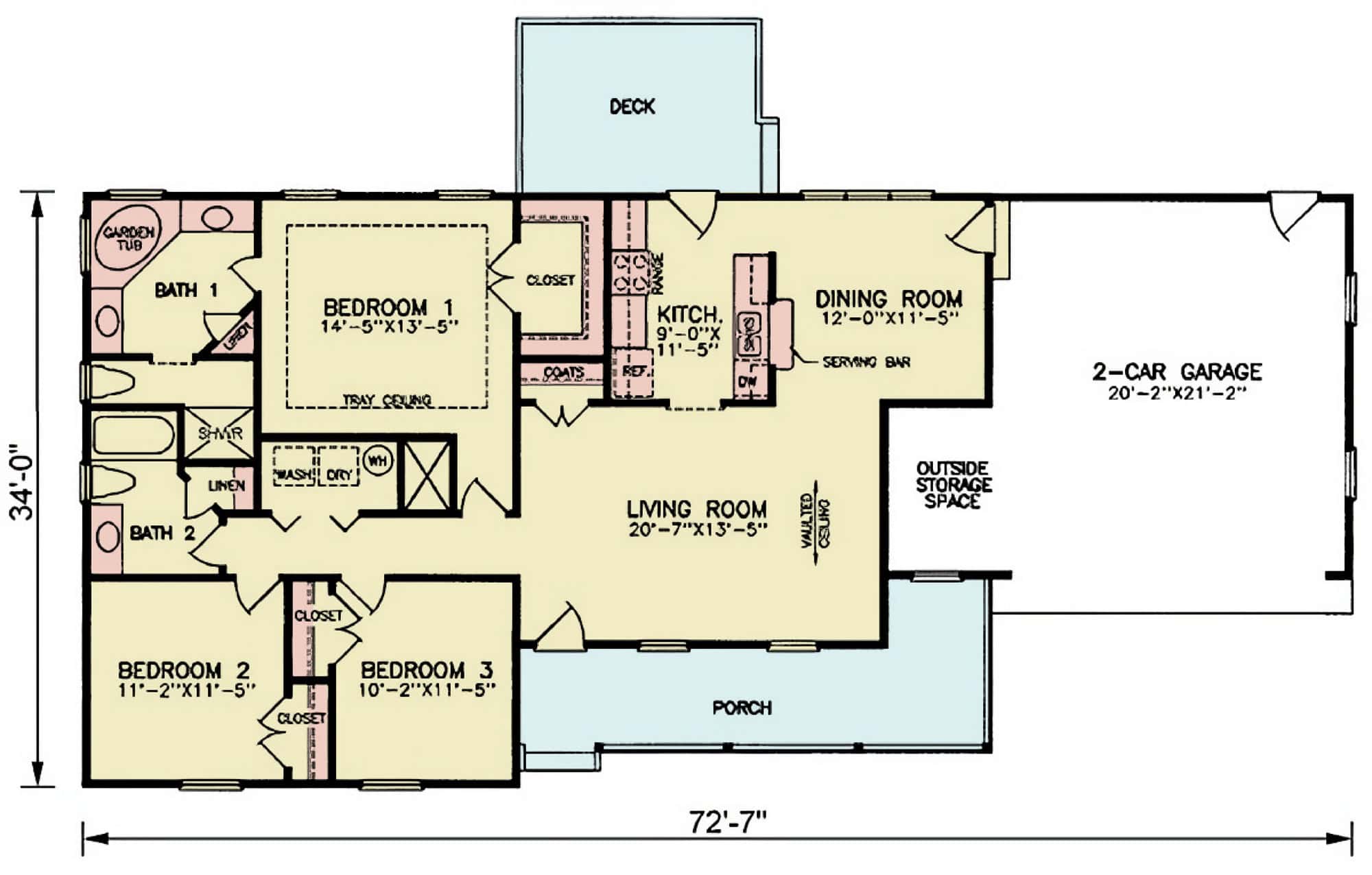 Main Level of Ranch Plan #198-1238