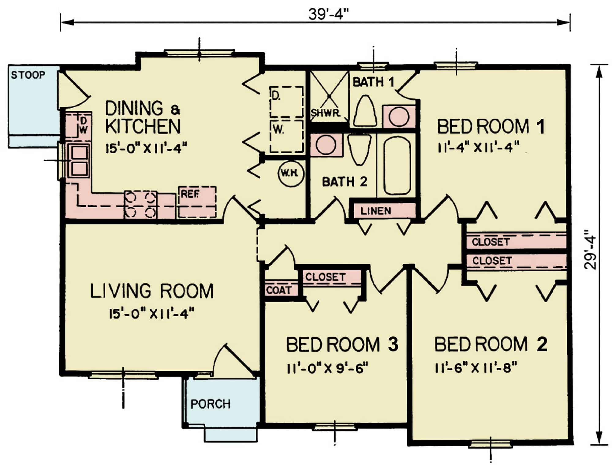 Main Level of Ranch Plan #198-1242