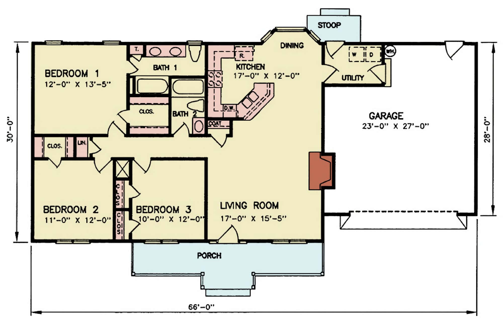 Main Level of Ranch Plan #198-1243