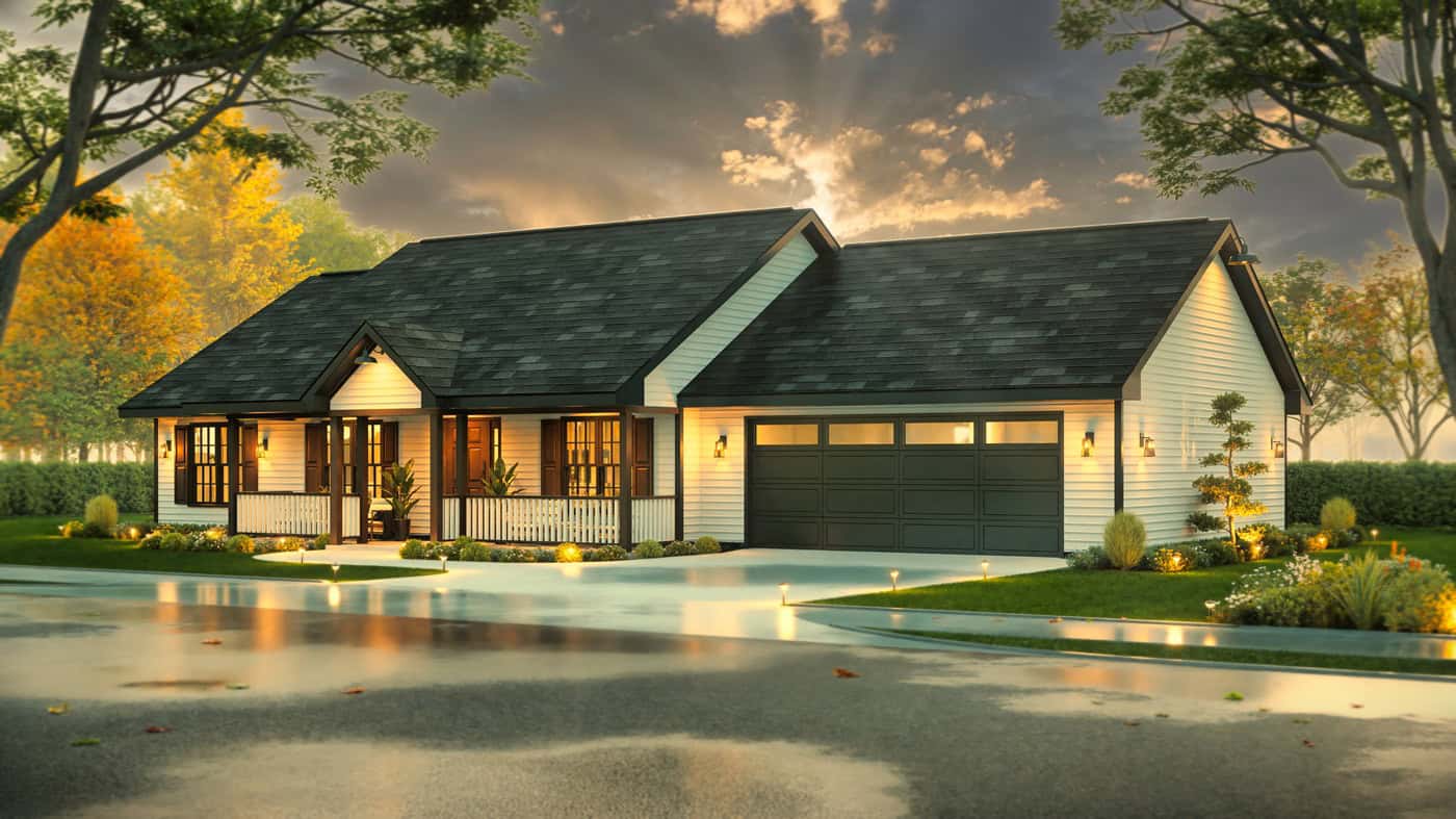 Home Plan Left Elevation of this 3-Bedroom,1334 Sq Ft Plan -198-1243