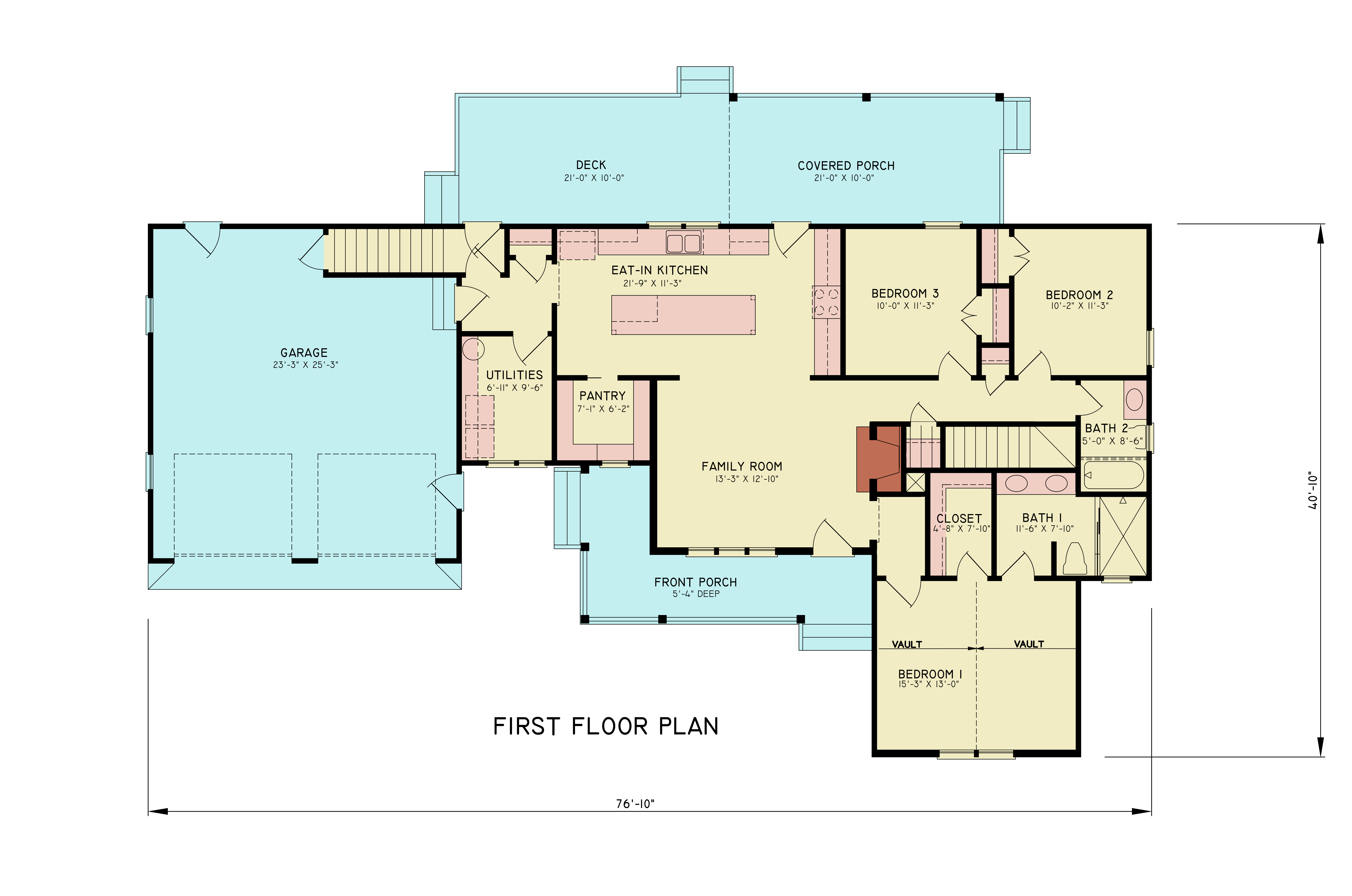 Main Level of Farmhouse Plan #198-1246