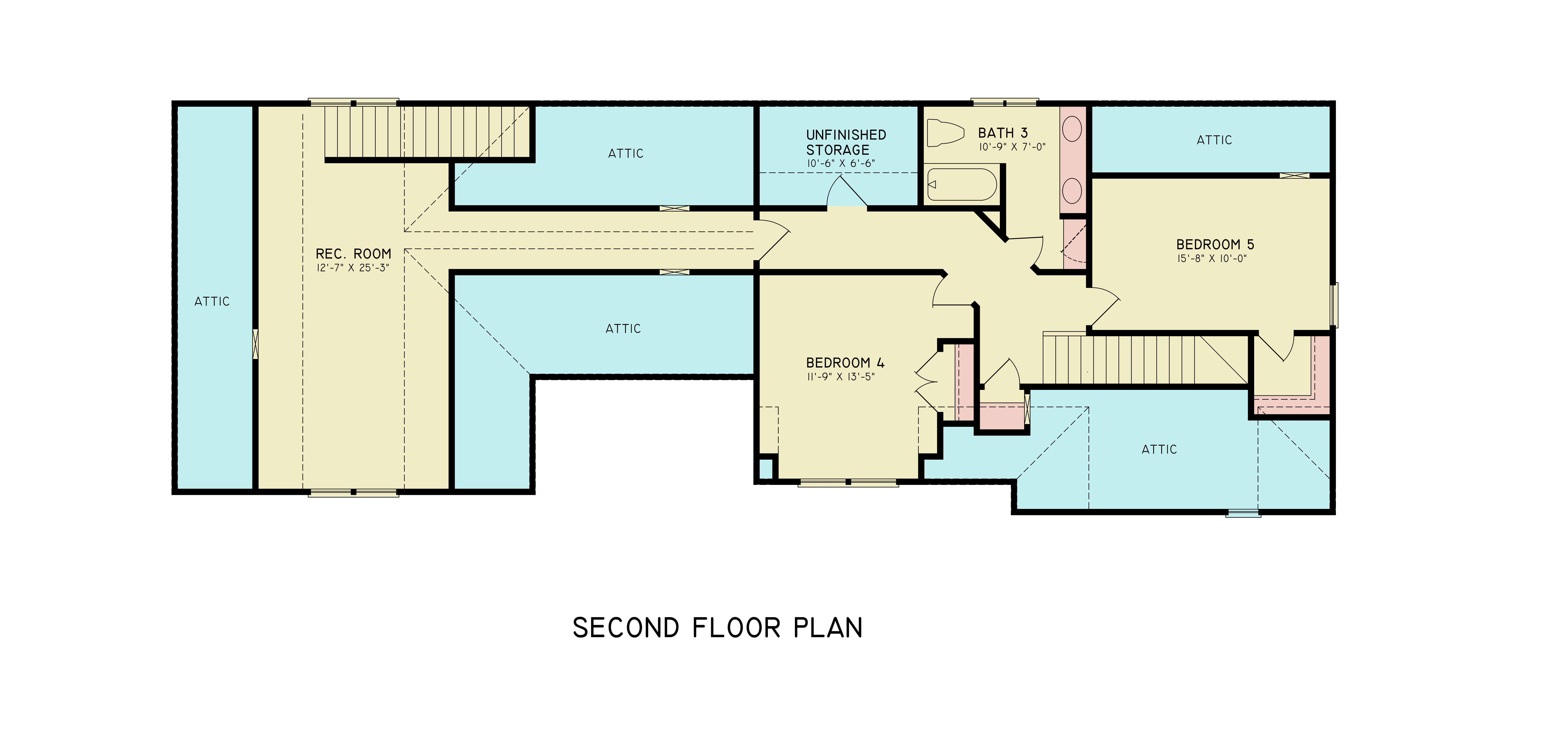 Upper Level of Farmhouse Plan #198-1246