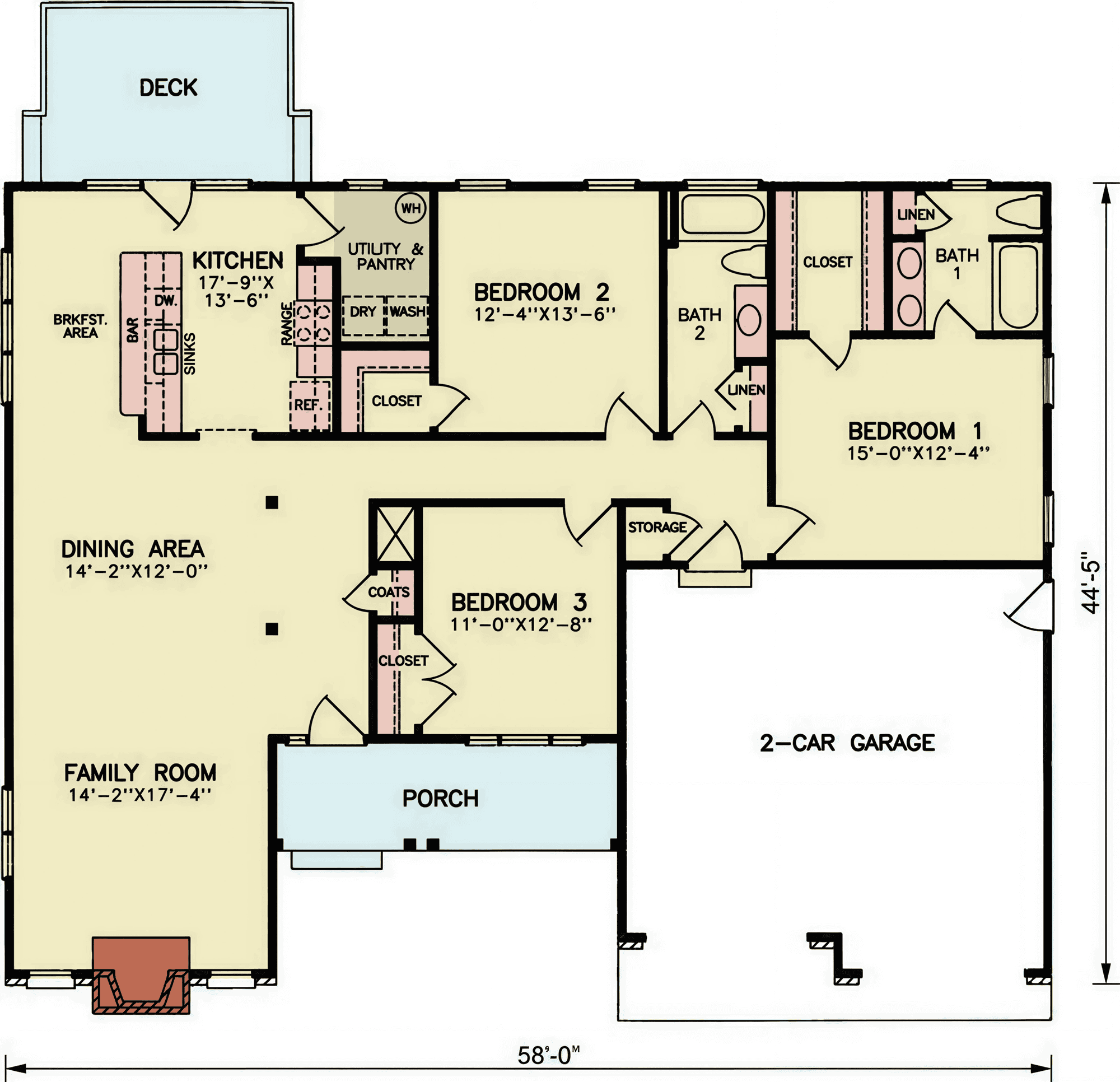 Main Level of Ranch Plan #198-1247
