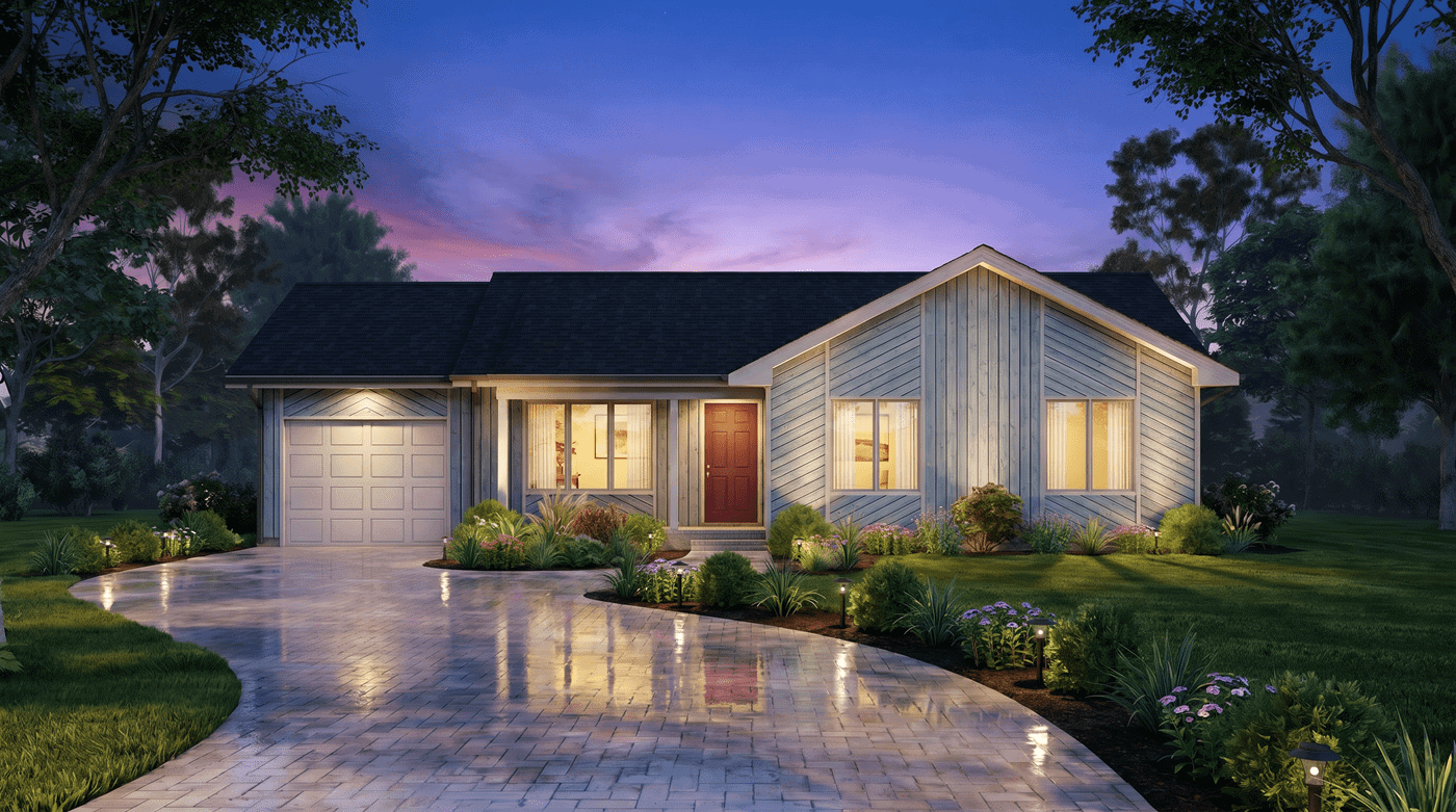 Front View of this 3-Bedroom,1104 Sq Ft Plan -198-1251
