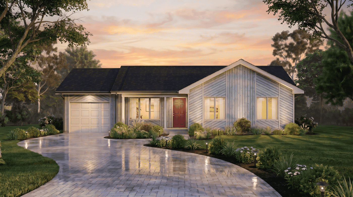 Front View of this 3-Bedroom,1104 Sq Ft Plan -198-1251