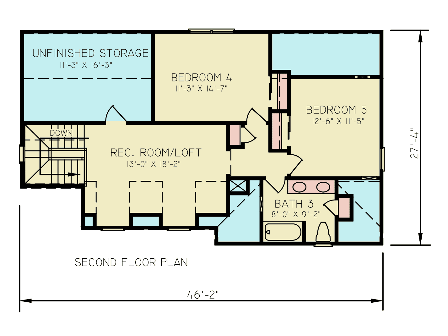 Upper Level of Modern Farmhouse Plan #198-1254