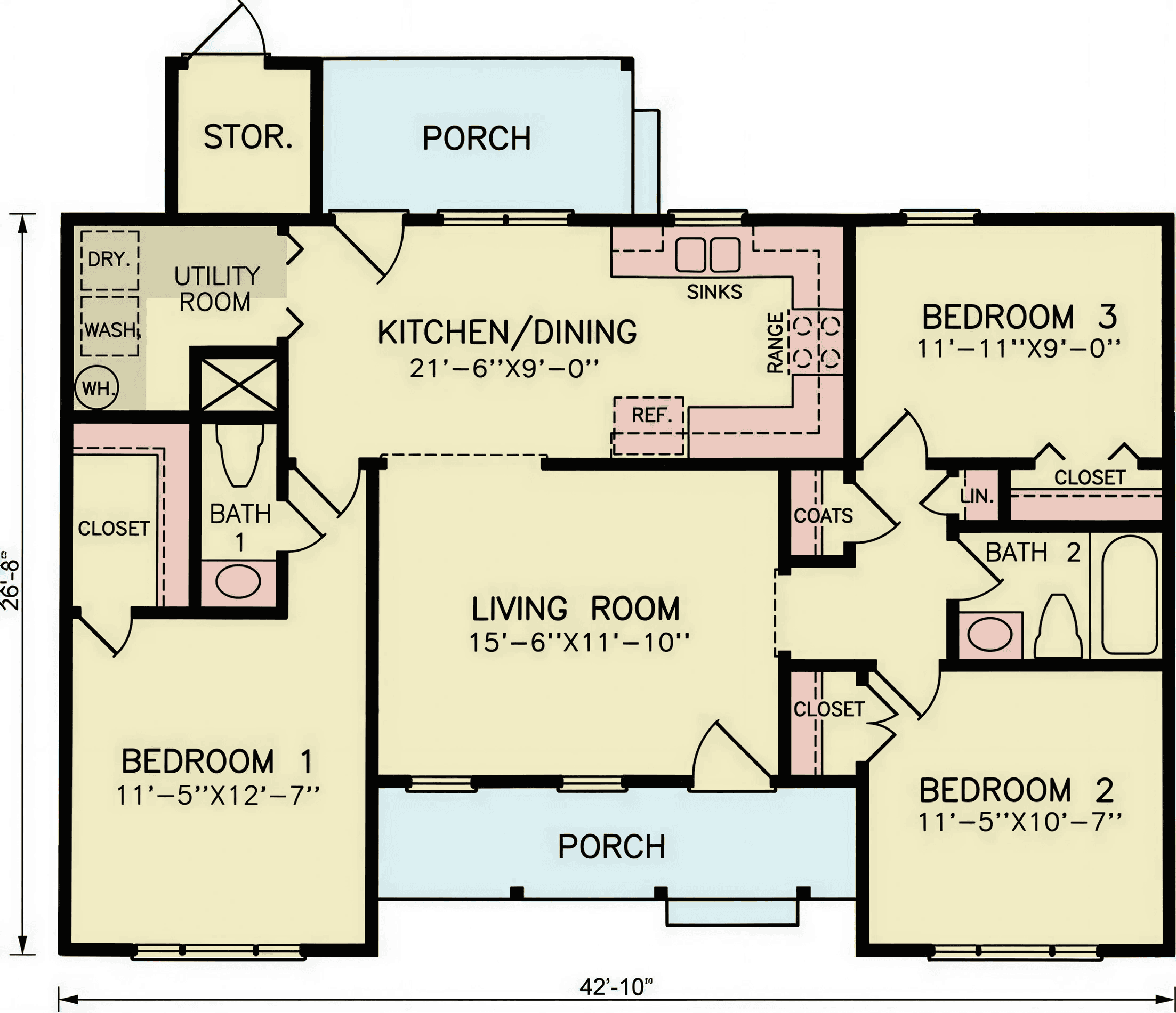 Main Level of Ranch Plan #198-1256