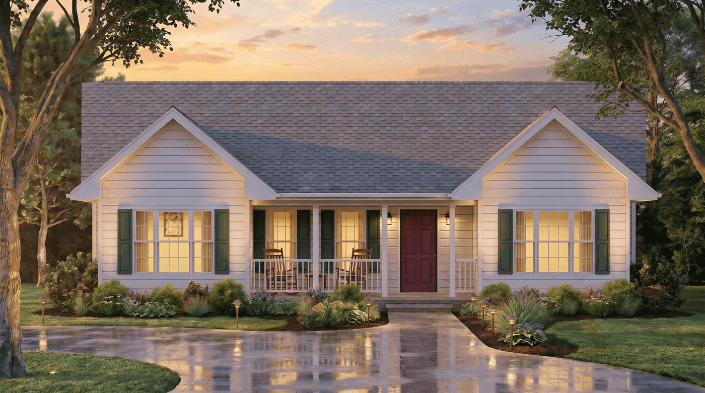Front View of this 3-Bedroom,1101 Sq Ft Plan -198-1256