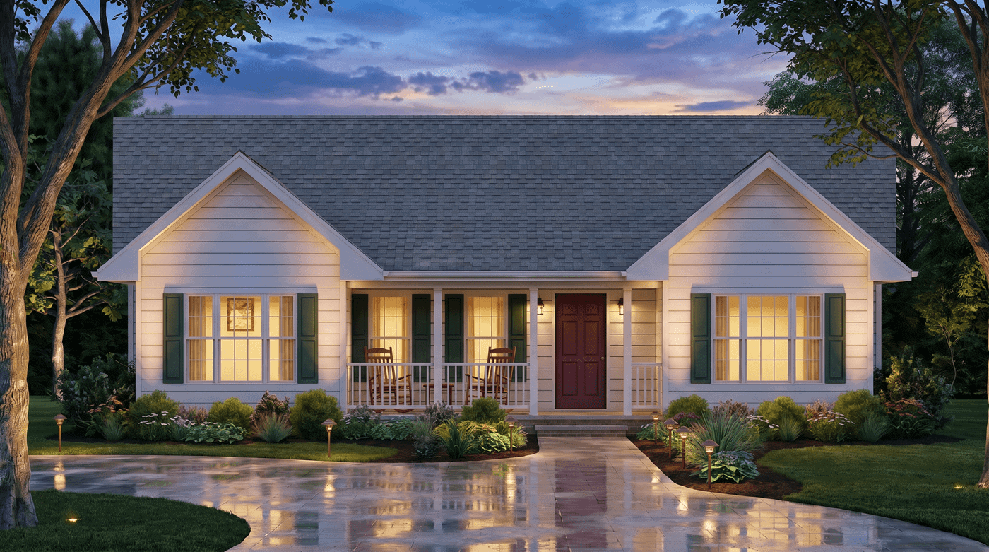 Front View of this 3-Bedroom,1101 Sq Ft Plan -198-1256