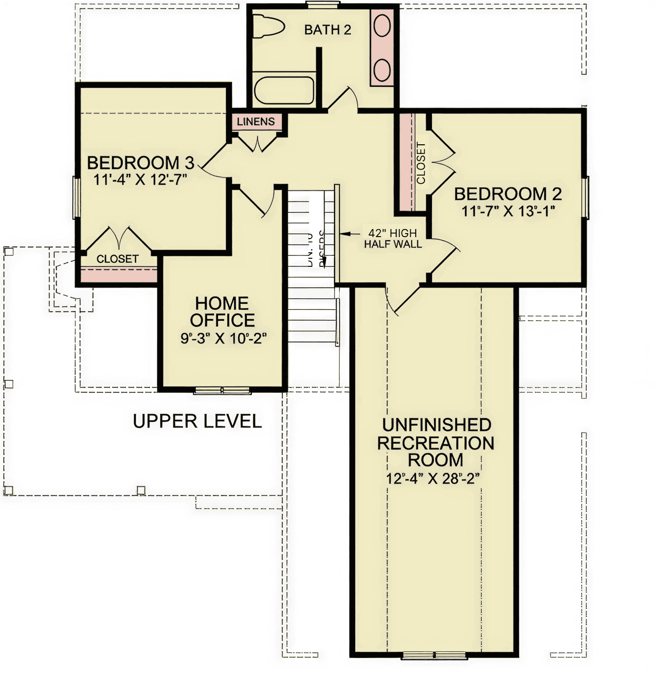 Upper Level of 1 1/2 Story Plan #198-1257
