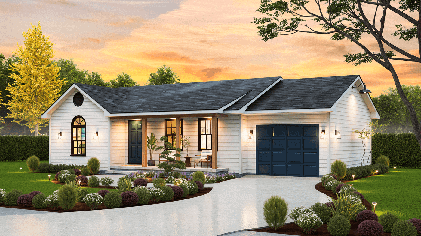 Left Side View of this 2-Bedroom,863 Sq Ft Plan -198-1258