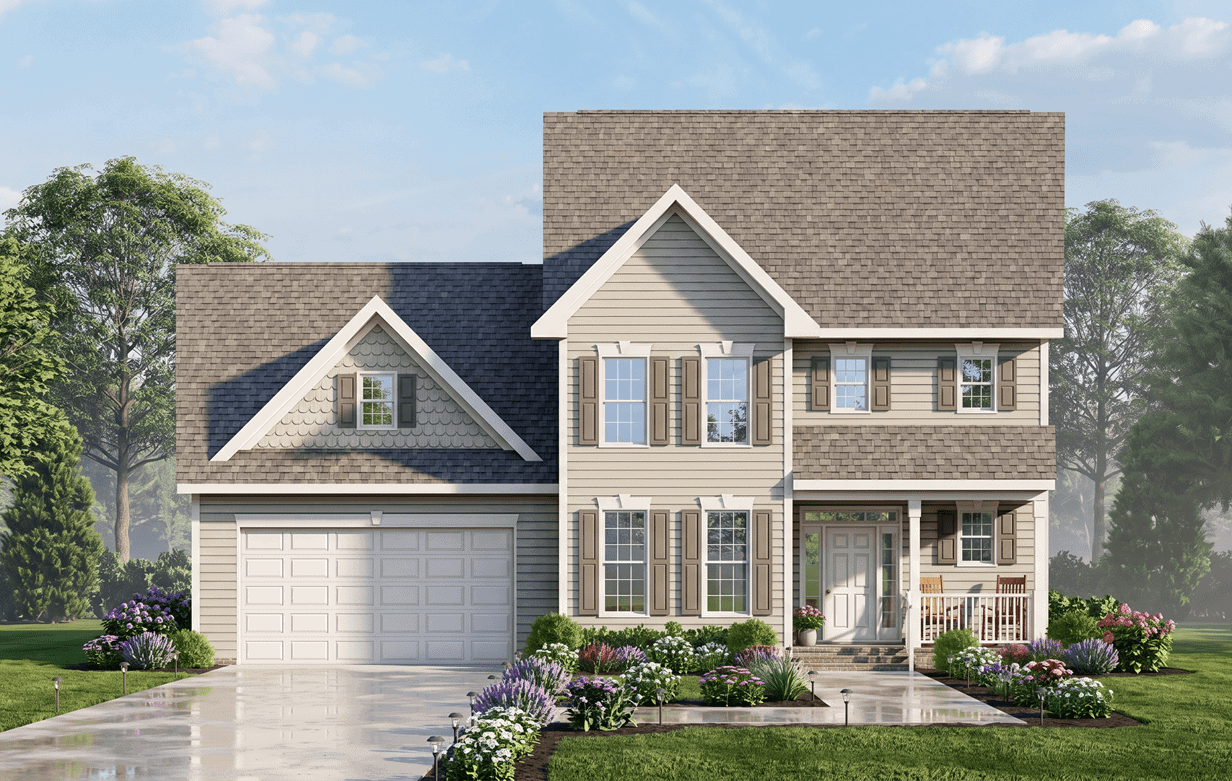 A 2-story Craftsman home with covered front porch and gable roofline. 3 beds, 2.5 baths, 1,872 sq ft - Plan #198-1261.