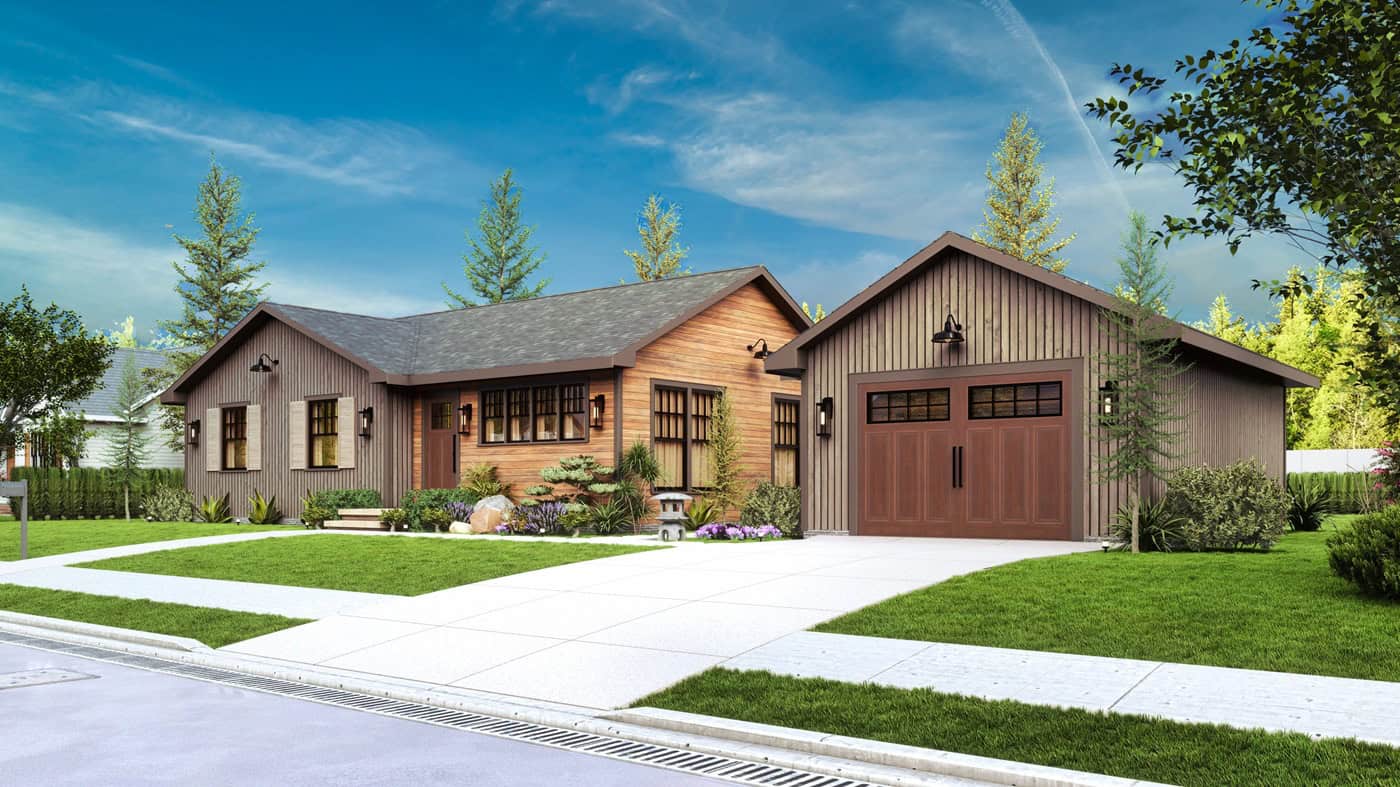 Right Side View of this 2-Bedroom,1040 Sq Ft Plan -198-1262