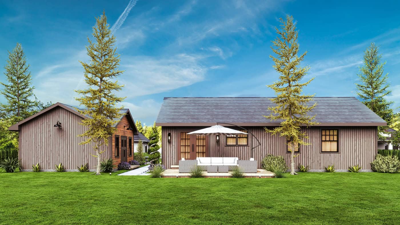 Rear View of this 2-Bedroom,1040 Sq Ft Plan -198-1262