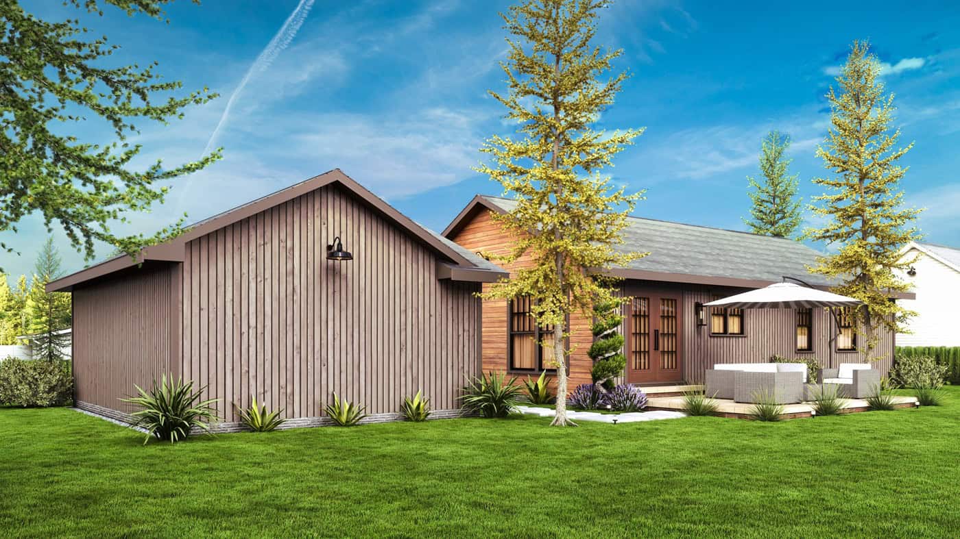 Rear View of this 2-Bedroom,1040 Sq Ft Plan -198-1262
