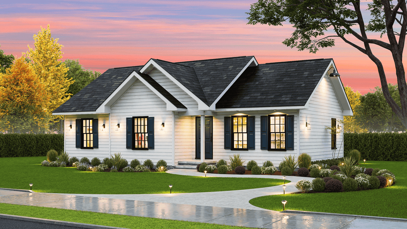 Left Side View of this 2-Bedroom,1163 Sq Ft Plan -198-1265