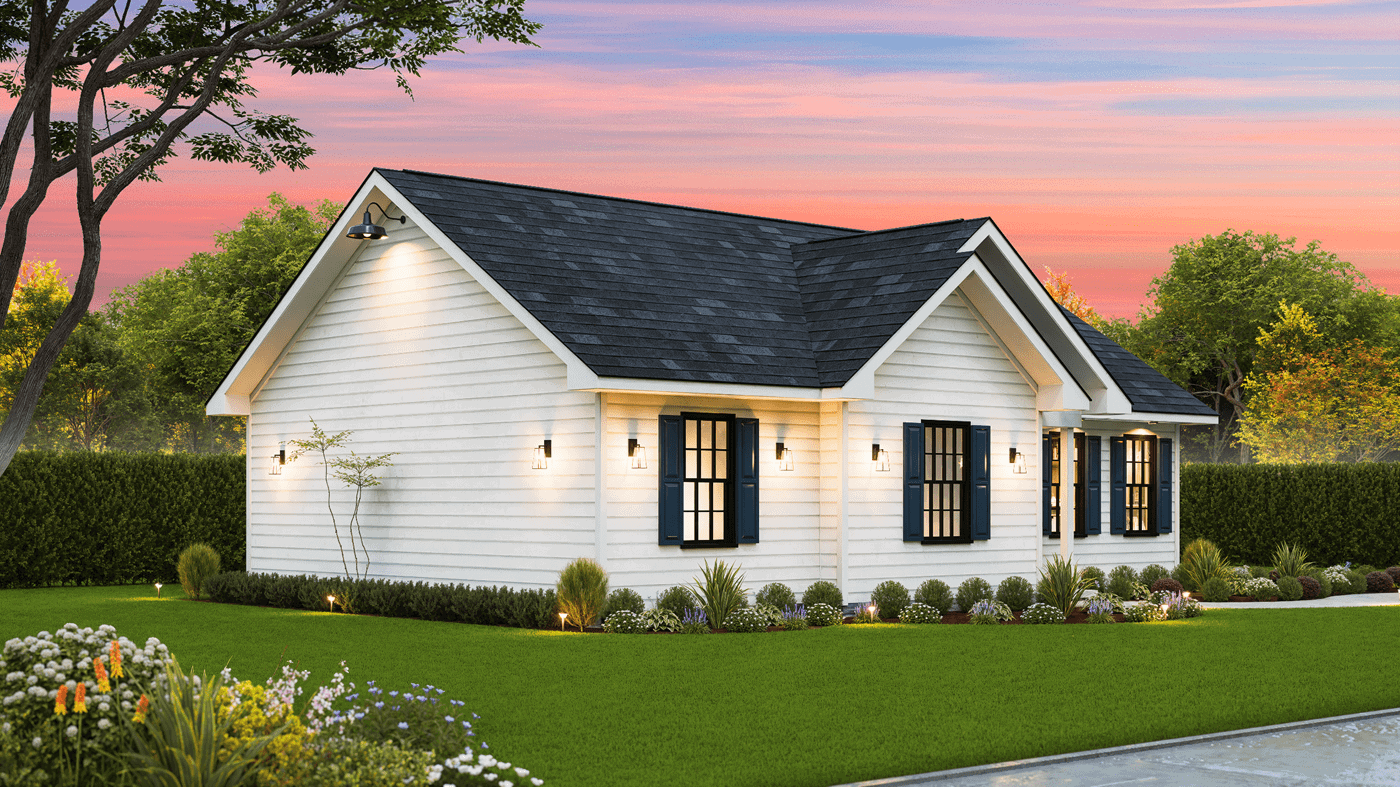 Right Side View of this 2-Bedroom,1163 Sq Ft Plan -198-1265