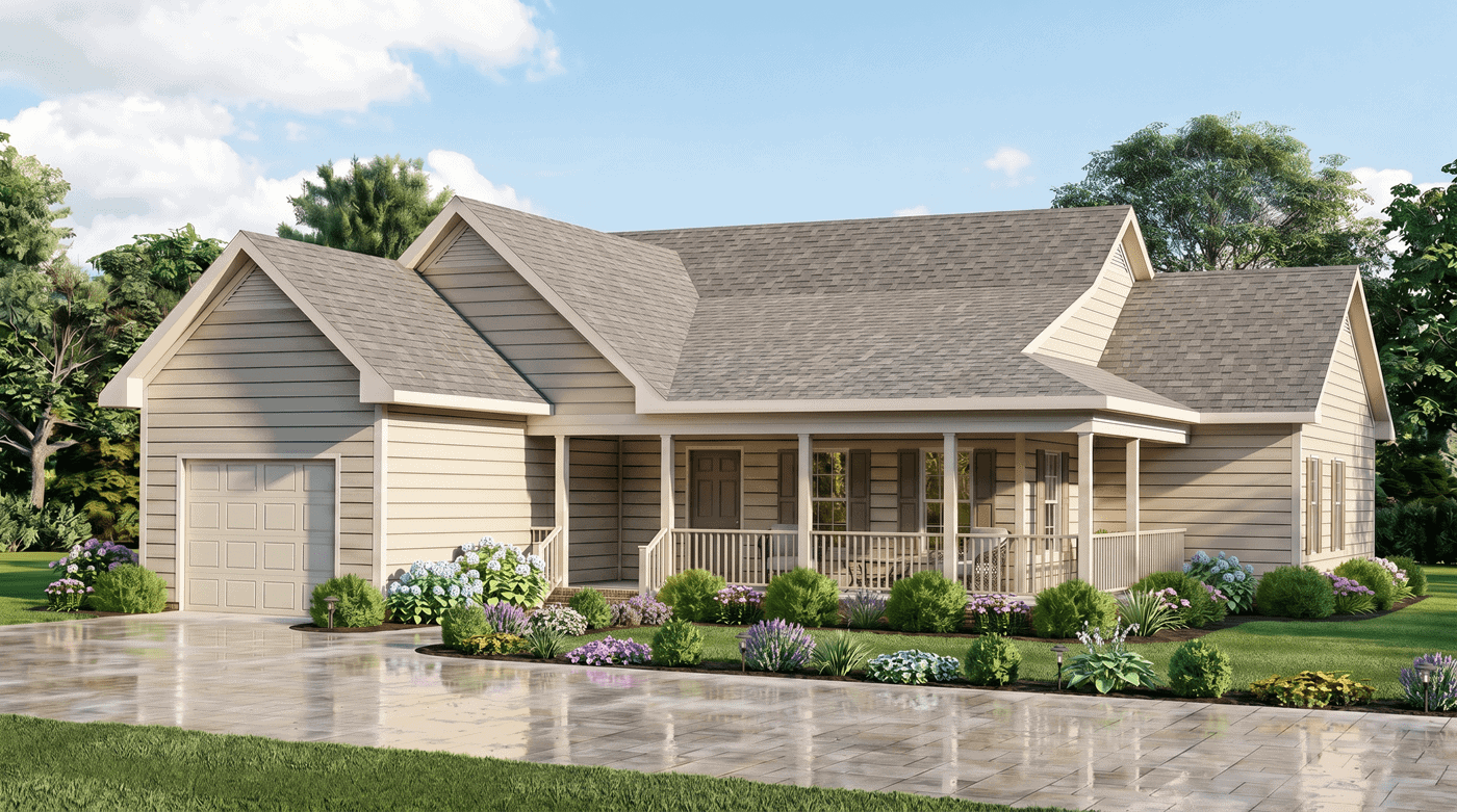 Right Side View of this 3-Bedroom,1251 Sq Ft Plan -198-1266