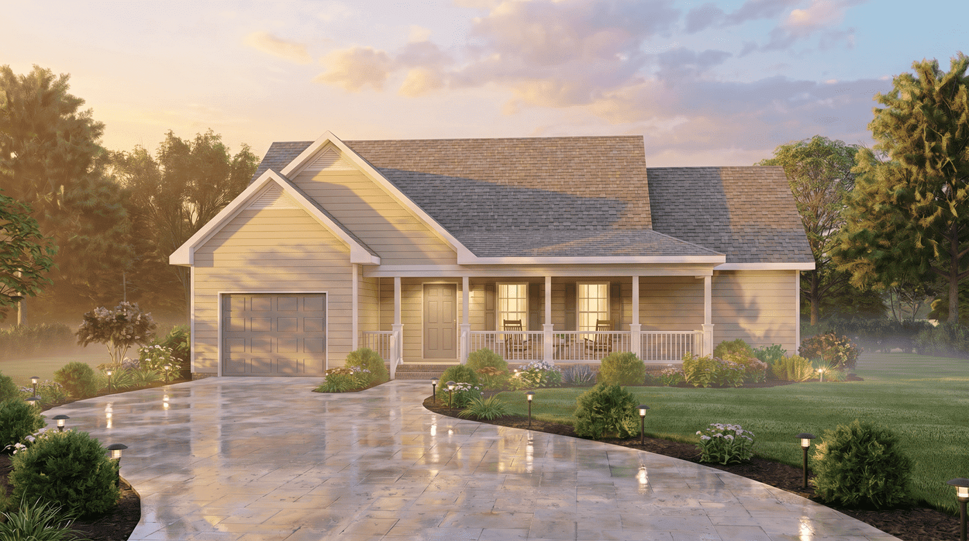 Front View of this 3-Bedroom,1251 Sq Ft Plan -198-1266