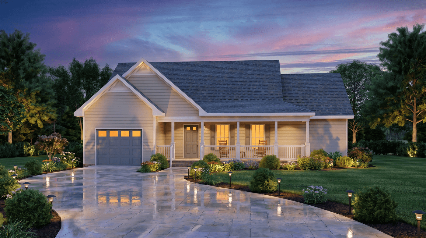 Front View of this 3-Bedroom,1251 Sq Ft Plan -198-1266