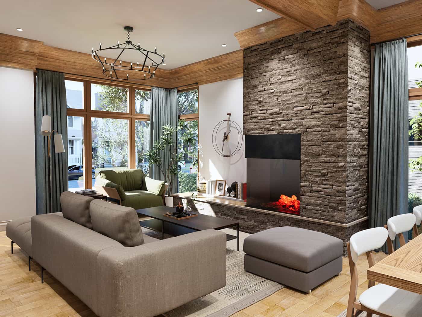 Living Room of this 4-Bedroom,3460 Sq Ft Plan -198-1267