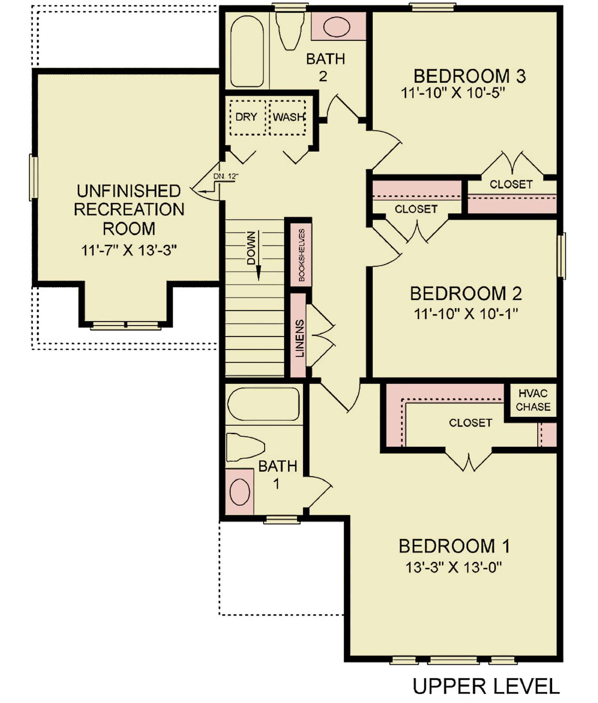 Upper Level of Craftsman Plan #198-1268