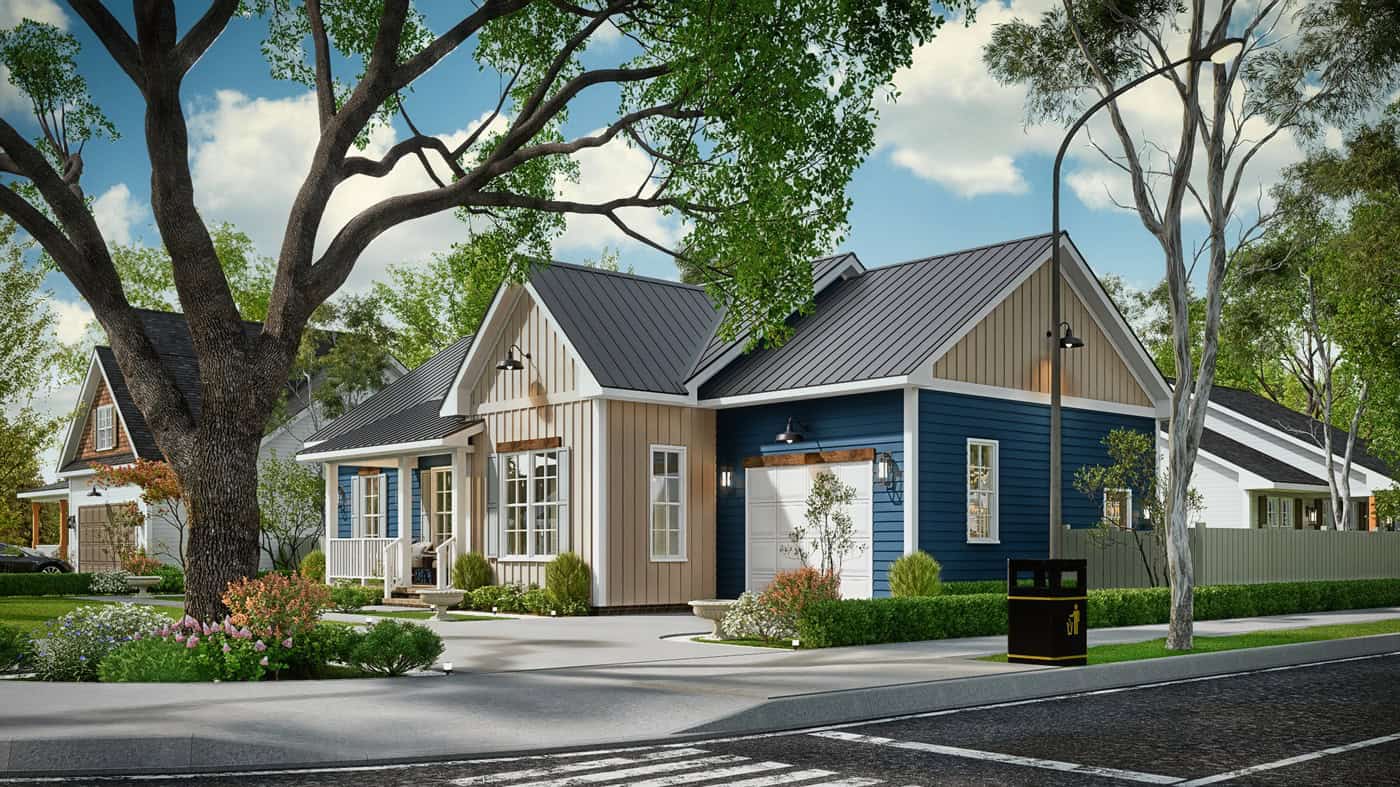 Right Side View of this 3-Bedroom,1220 Sq Ft Plan -198-1269