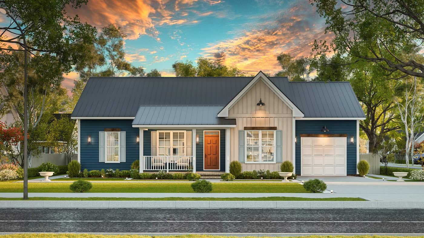 Front View of this 3-Bedroom,1220 Sq Ft Plan -198-1269