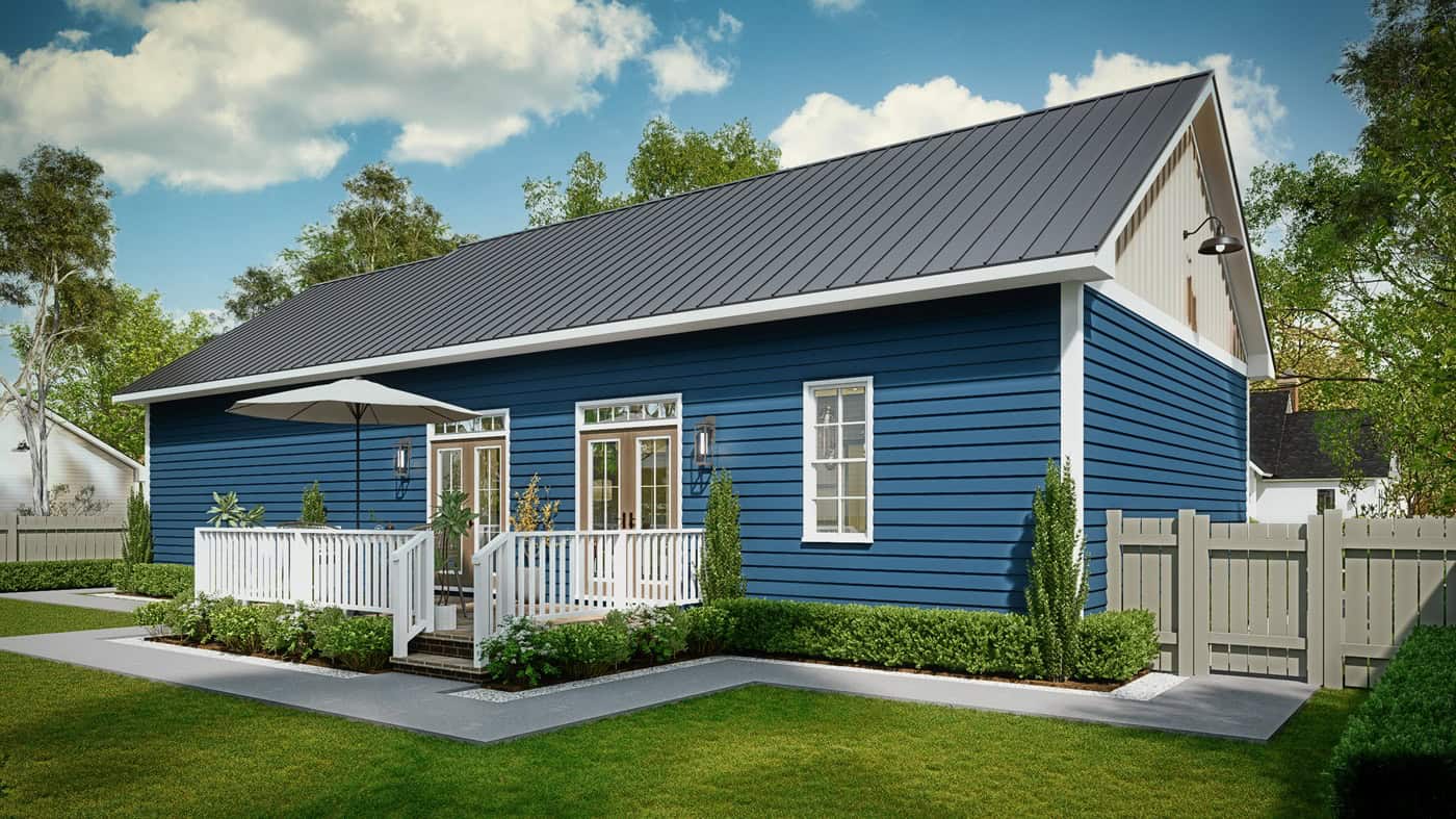 Rear View of this 3-Bedroom,1220 Sq Ft Plan -198-1269