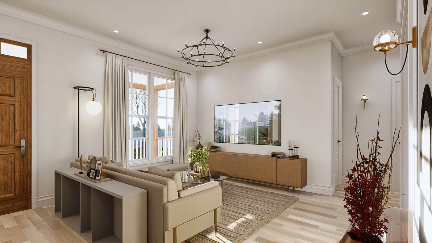 Living Room of this 3-Bedroom,1220 Sq Ft Plan -198-1269