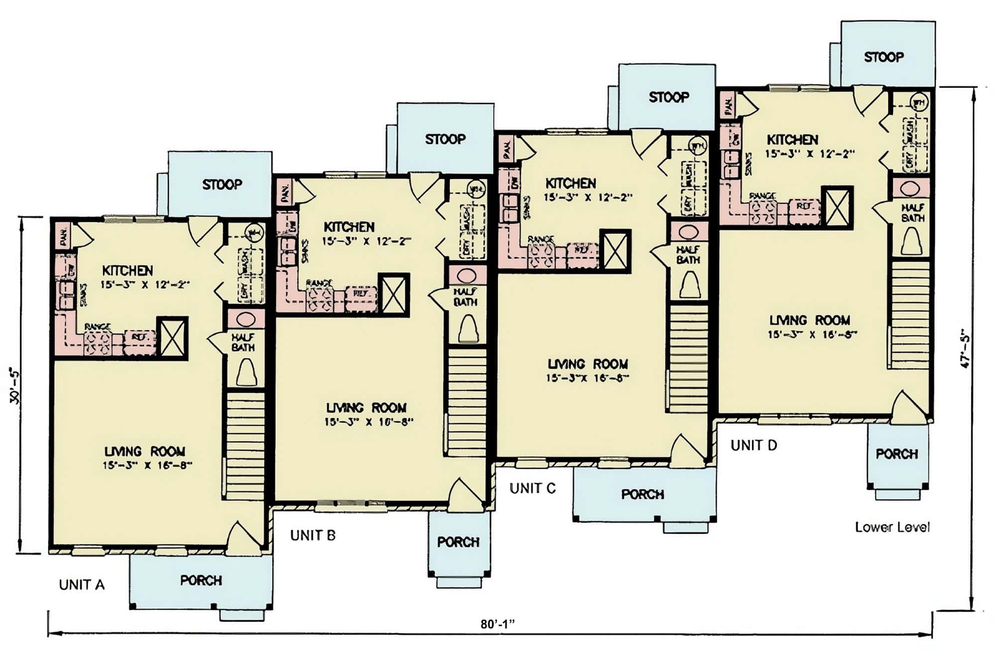 Main Level of Duplex/Multi-Unit Plan #198-1270