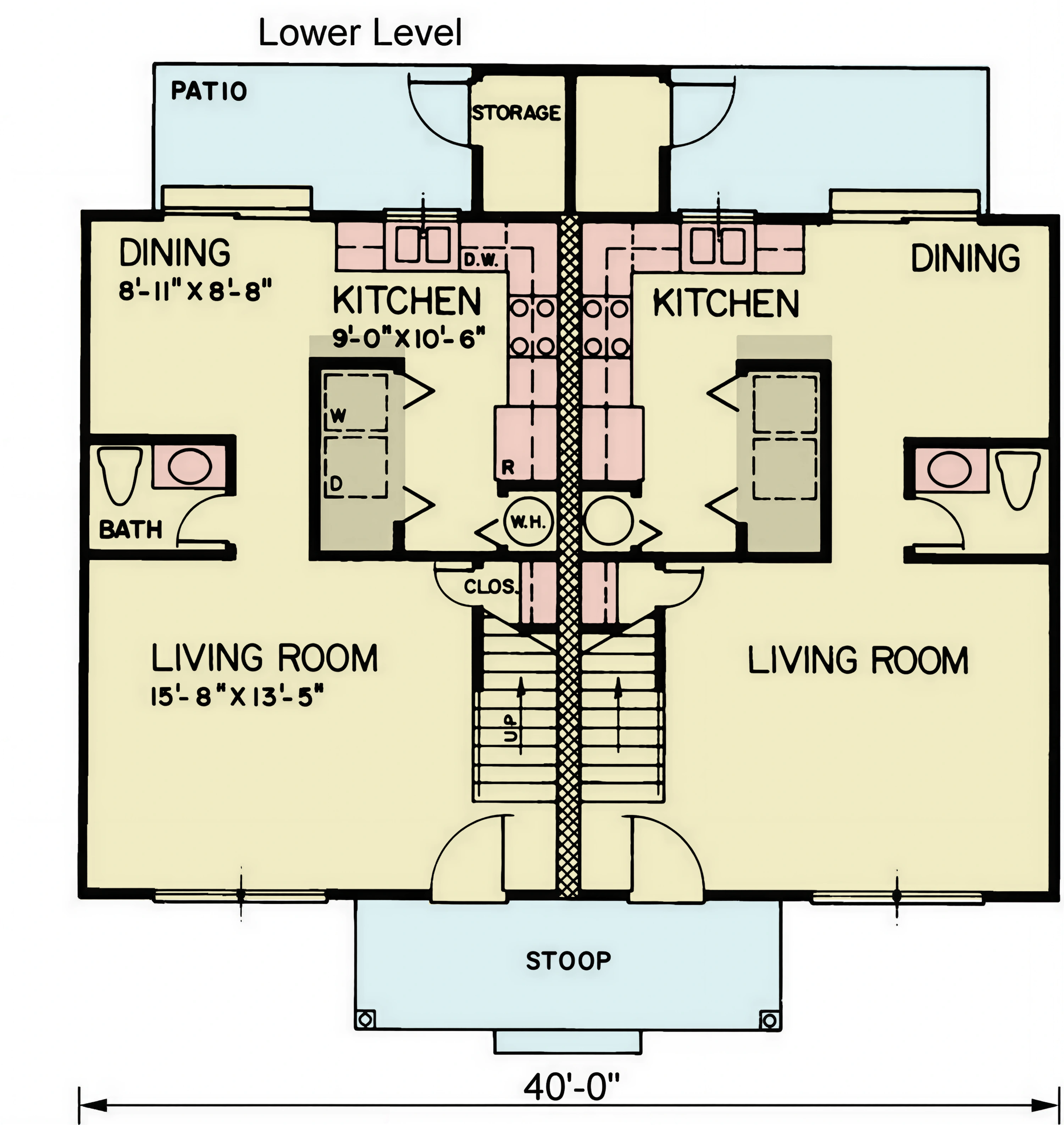 Main Level of Duplex/Multi-Unit Plan #198-1271