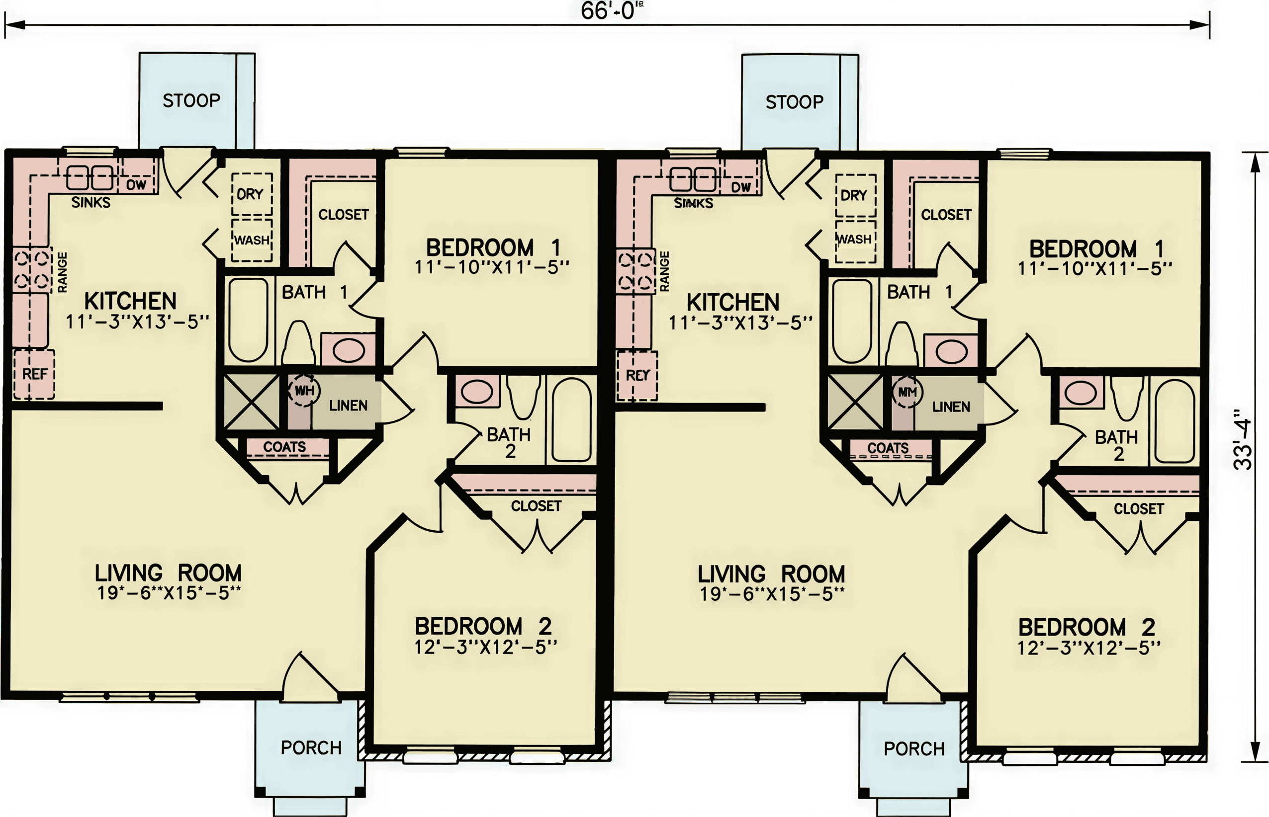 Main Level of Duplex/Multi-Unit Plan #198-1272