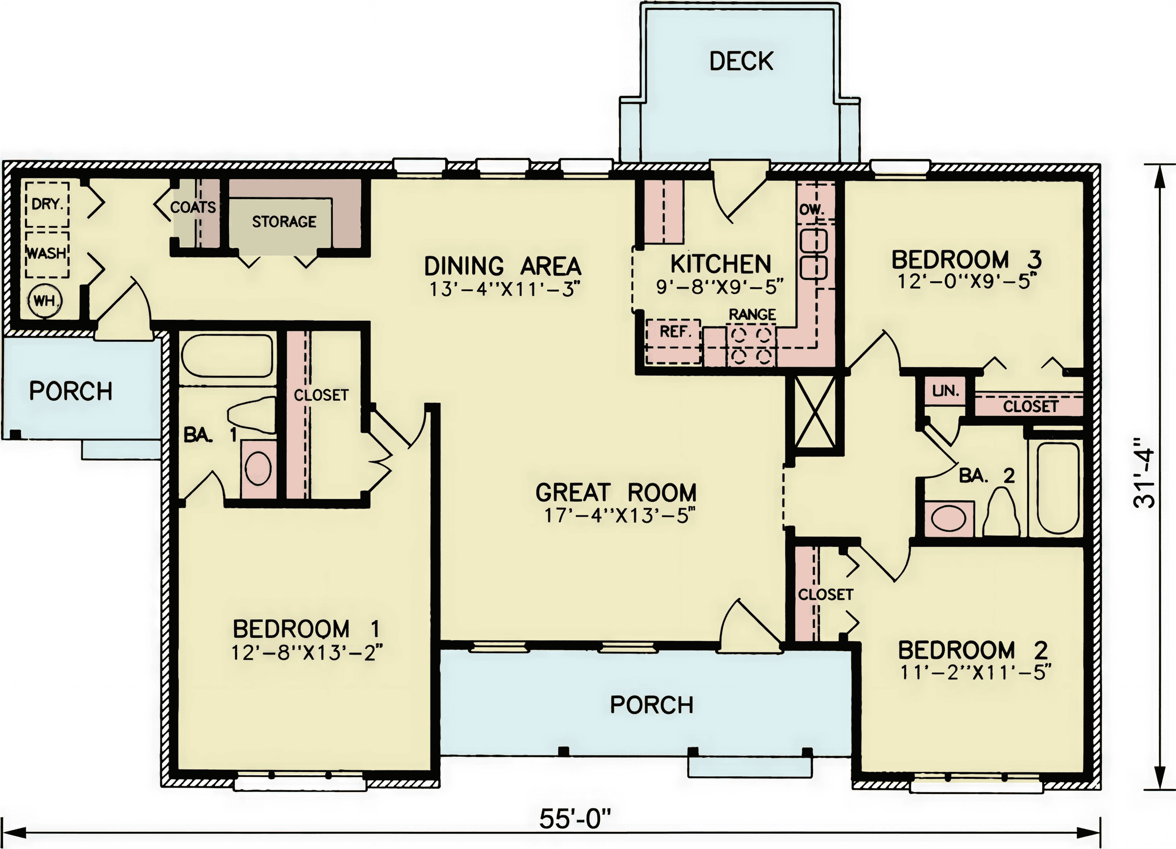 Main Level of Ranch Plan #198-1273