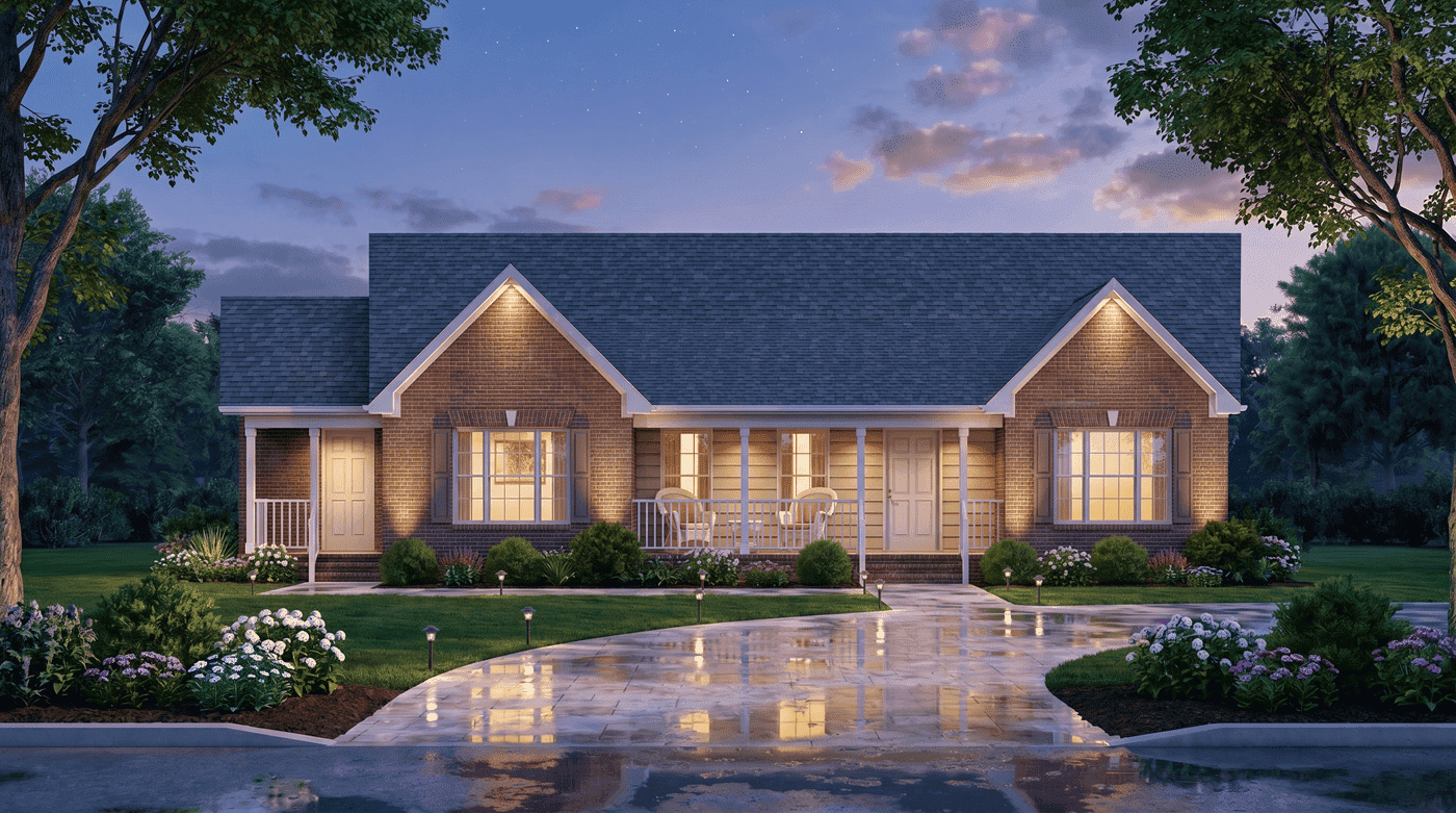 Front View of this 3-Bedroom,1400 Sq Ft Plan -198-1273