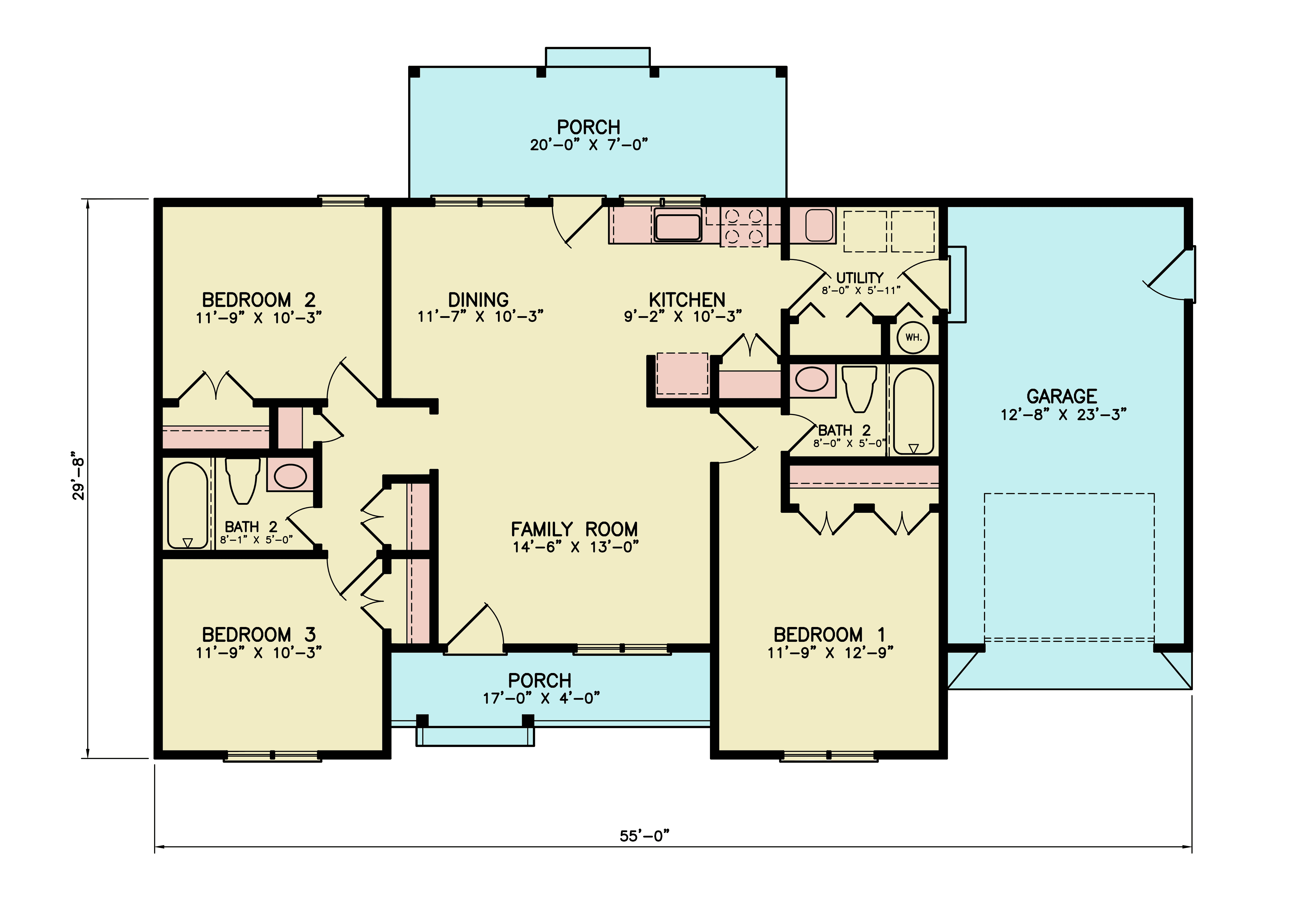 Main Level of Traditional Plan #198-1274