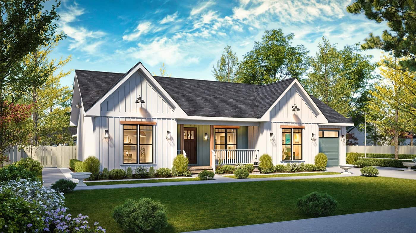 Left Side View of this 3-Bedroom,1150 Sq Ft Plan -198-1274