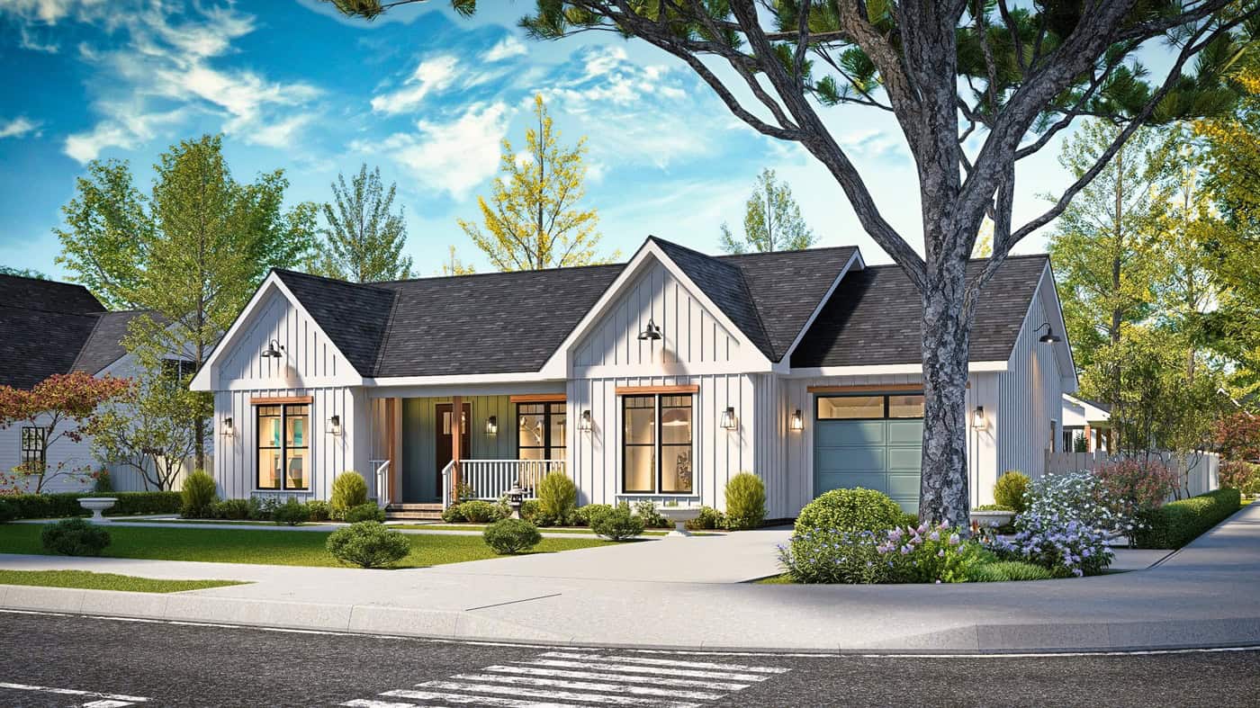 Right Side View of this 3-Bedroom,1150 Sq Ft Plan -198-1274