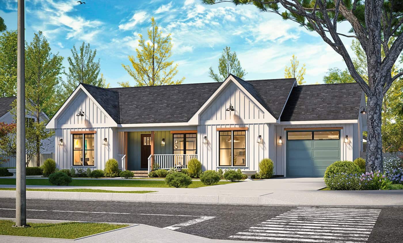 Front View of this 3-Bedroom,1150 Sq Ft Plan -198-1274