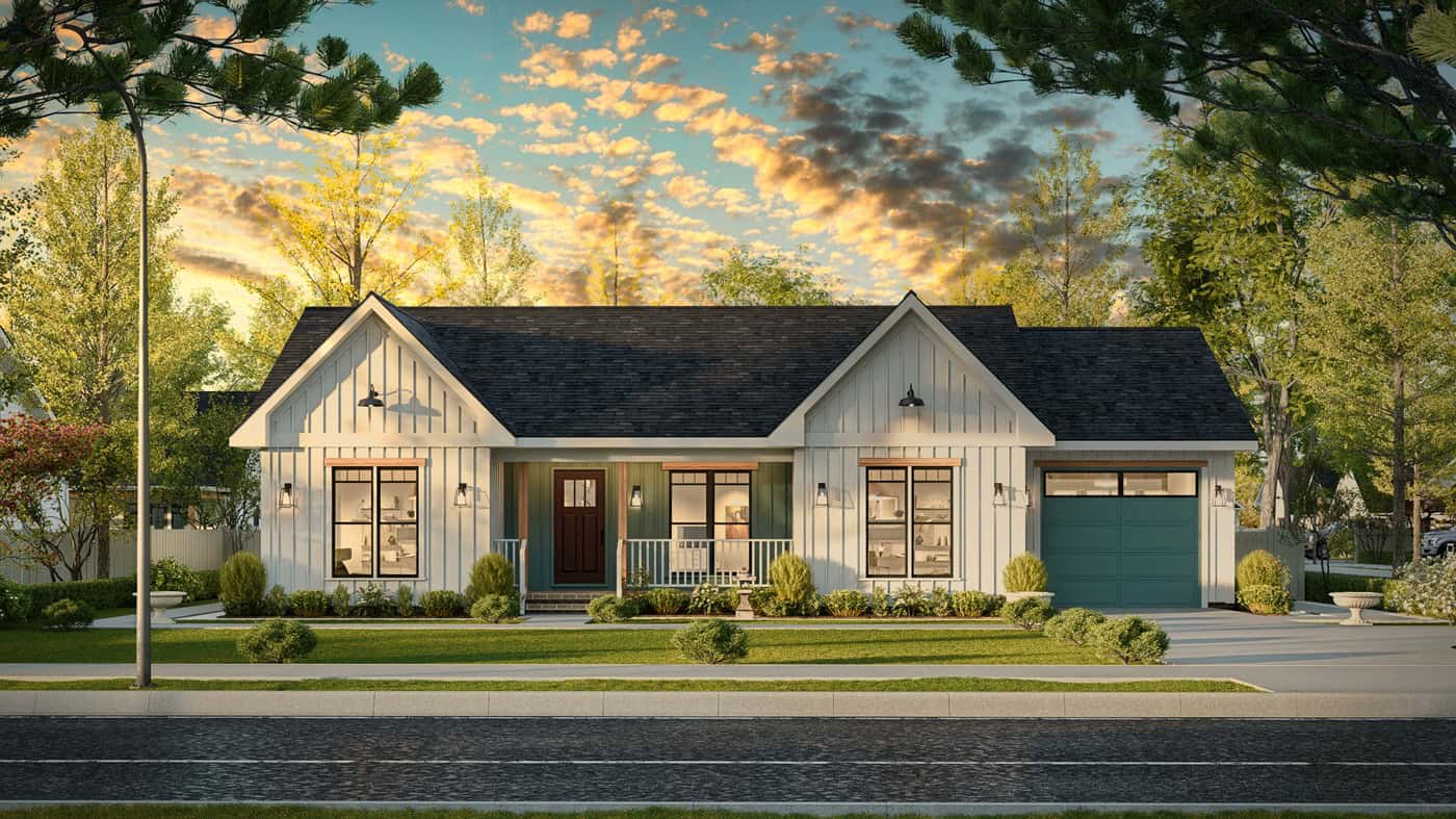 Front View of this 3-Bedroom,1150 Sq Ft Plan -198-1274