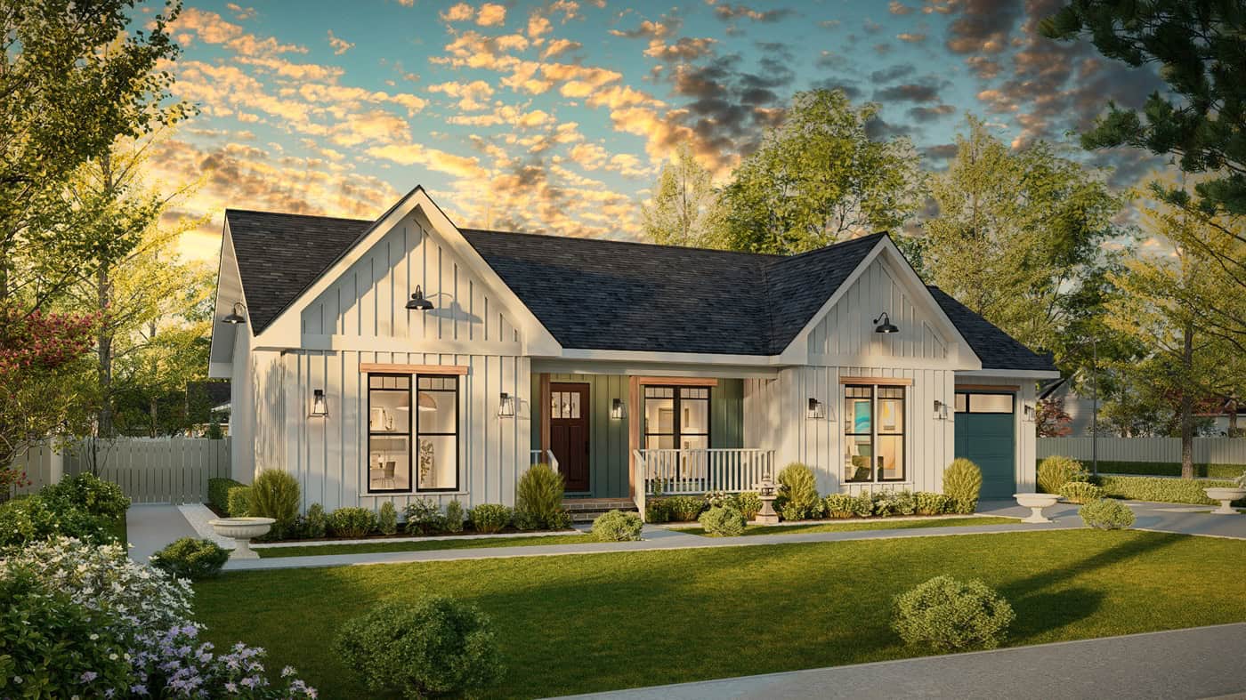 Left Side View of this 3-Bedroom,1150 Sq Ft Plan -198-1274