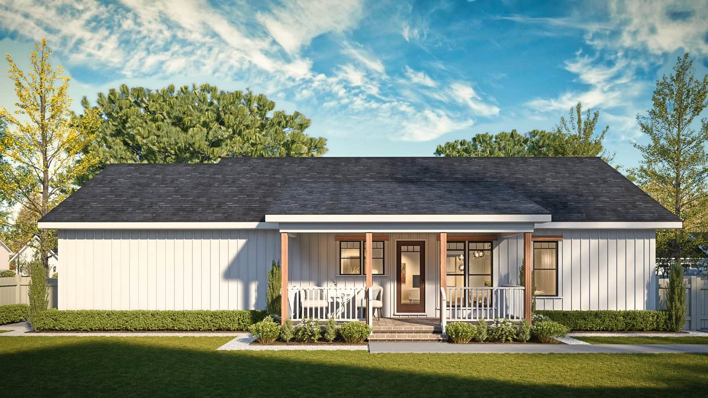 Rear View of this 3-Bedroom,1150 Sq Ft Plan -198-1274
