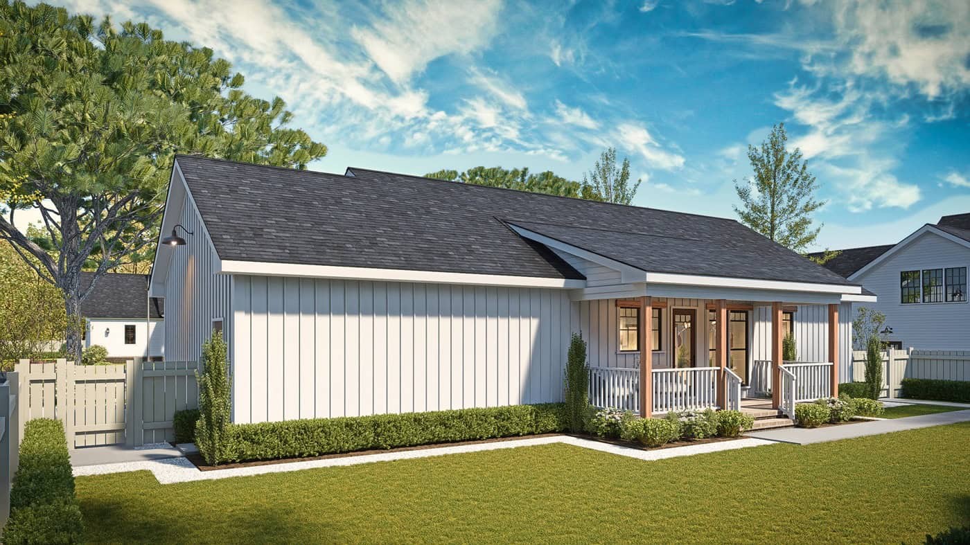 Rear View of this 3-Bedroom,1150 Sq Ft Plan -198-1274