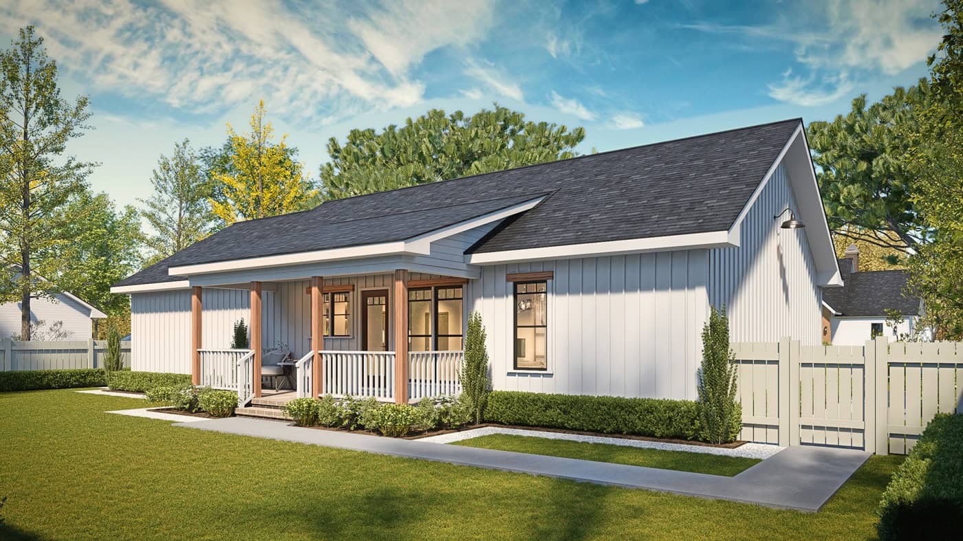 Rear View of this 3-Bedroom,1150 Sq Ft Plan -198-1274