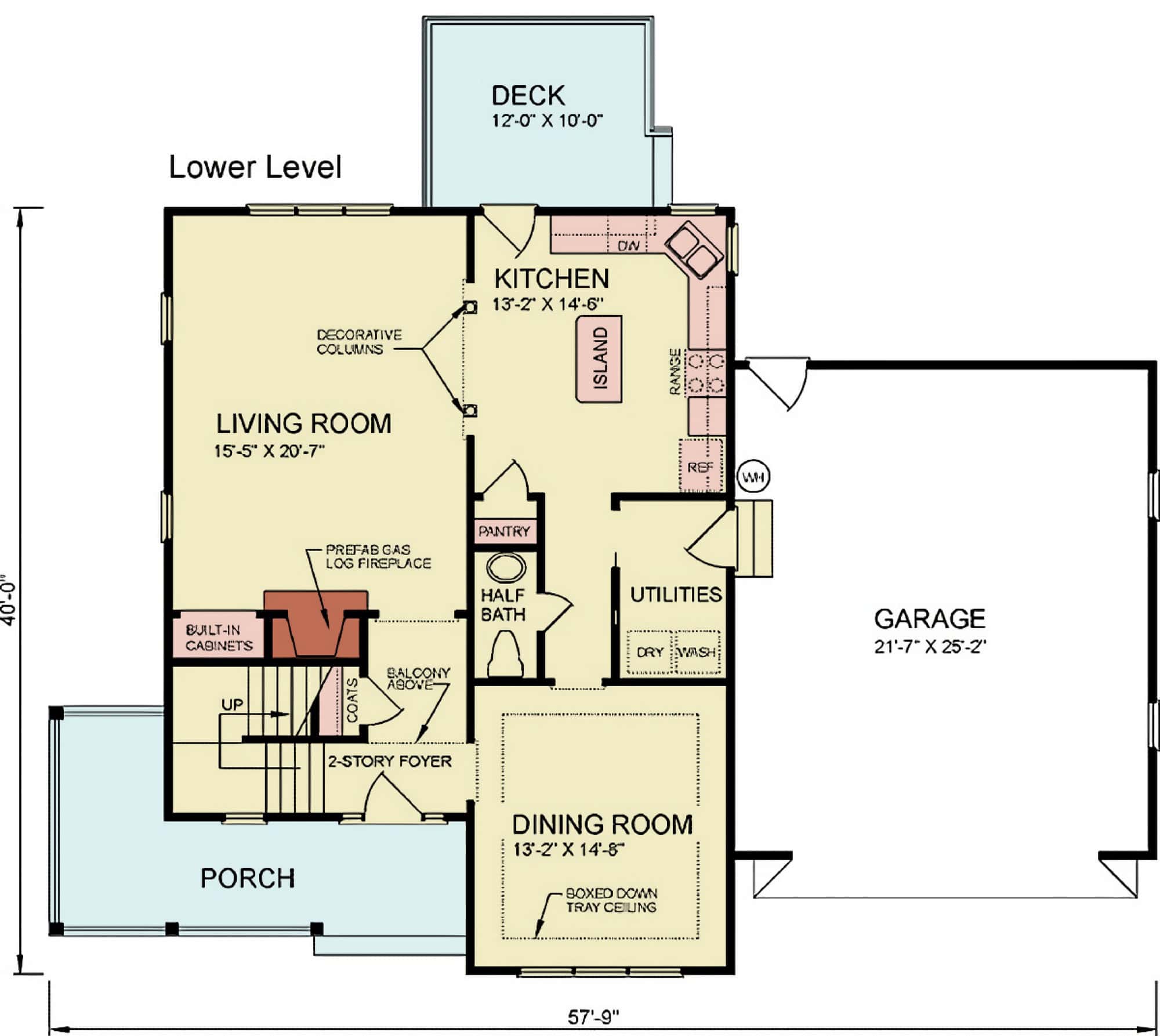 Main Level of Farmhouse Plan #198-1277