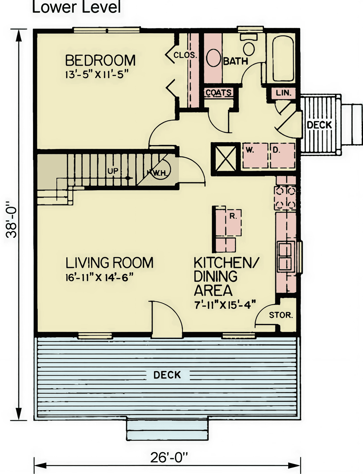 Main Level of 1 1/2 Story Plan #198-1278