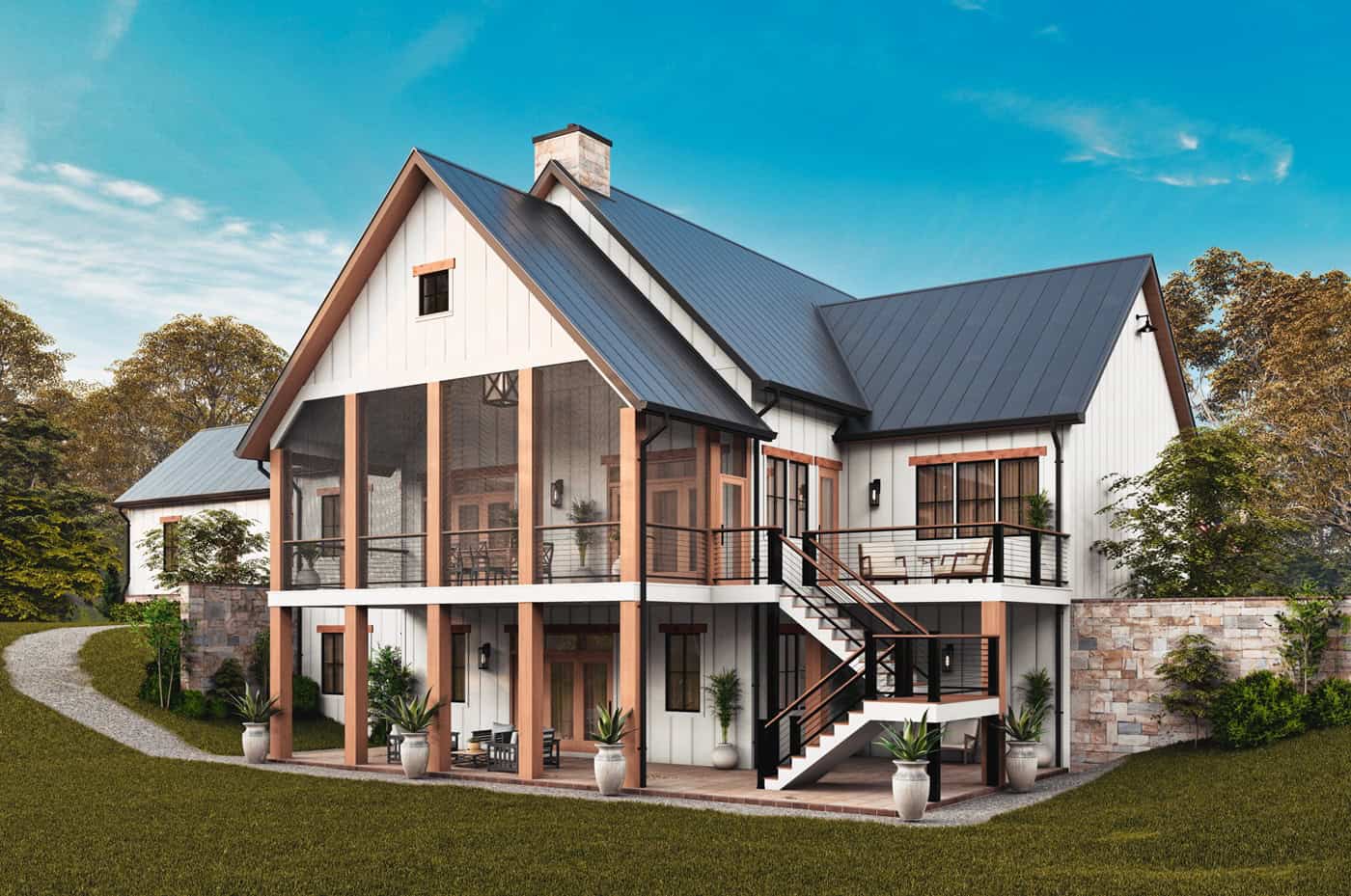 Rear View of this 3-Bedroom,2550 Sq Ft Plan -198-1280